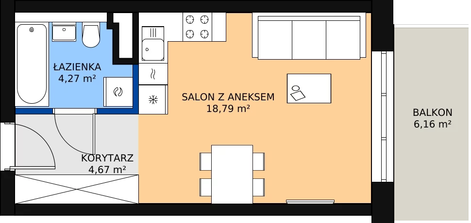 Zalety mieszkania 27.73 m², A20