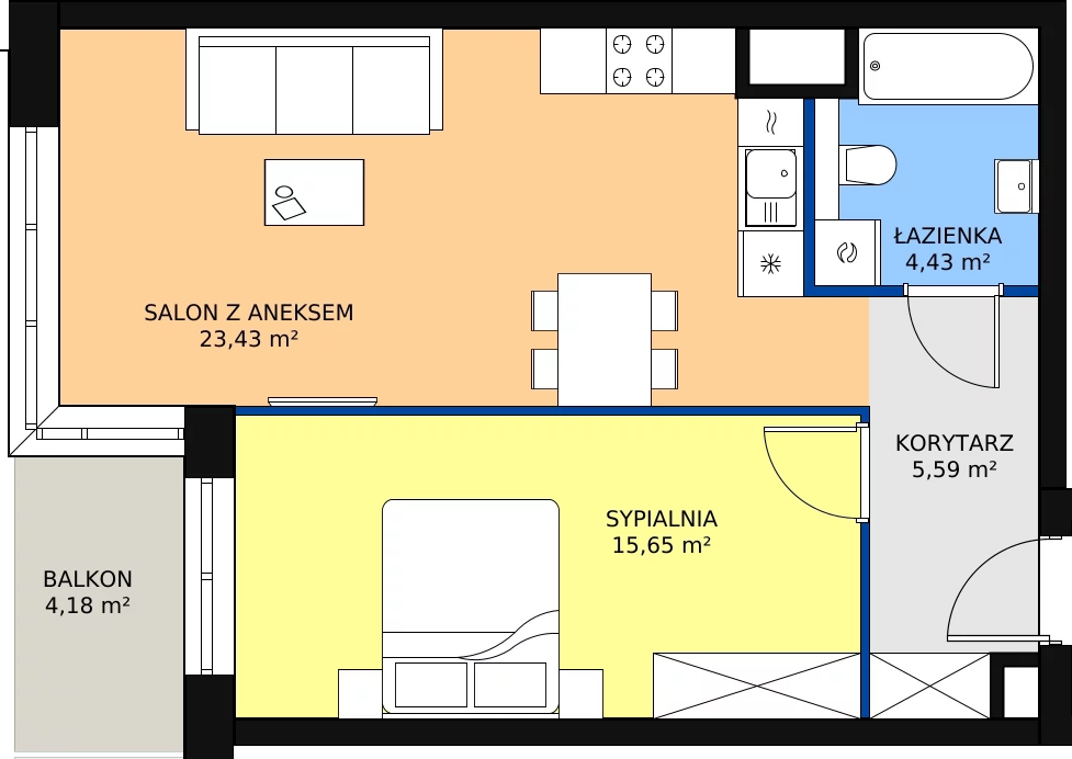 Zalety mieszkania 49.1 m², A41