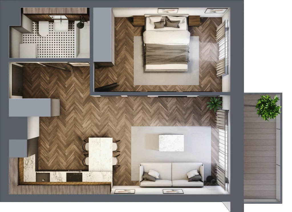 2 pokoje, mieszkanie 43,44 m², piętro 4, oferta nr A45, Novy Mateczny, Kraków, Podgórze, ul. Łagiewnicka 33a