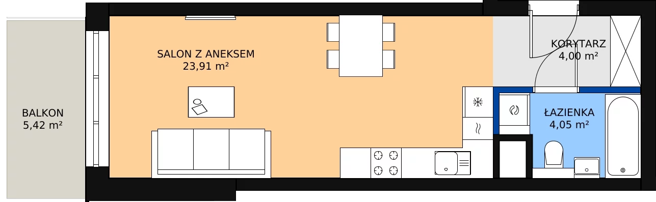 Zalety mieszkania 31.96 m², A53