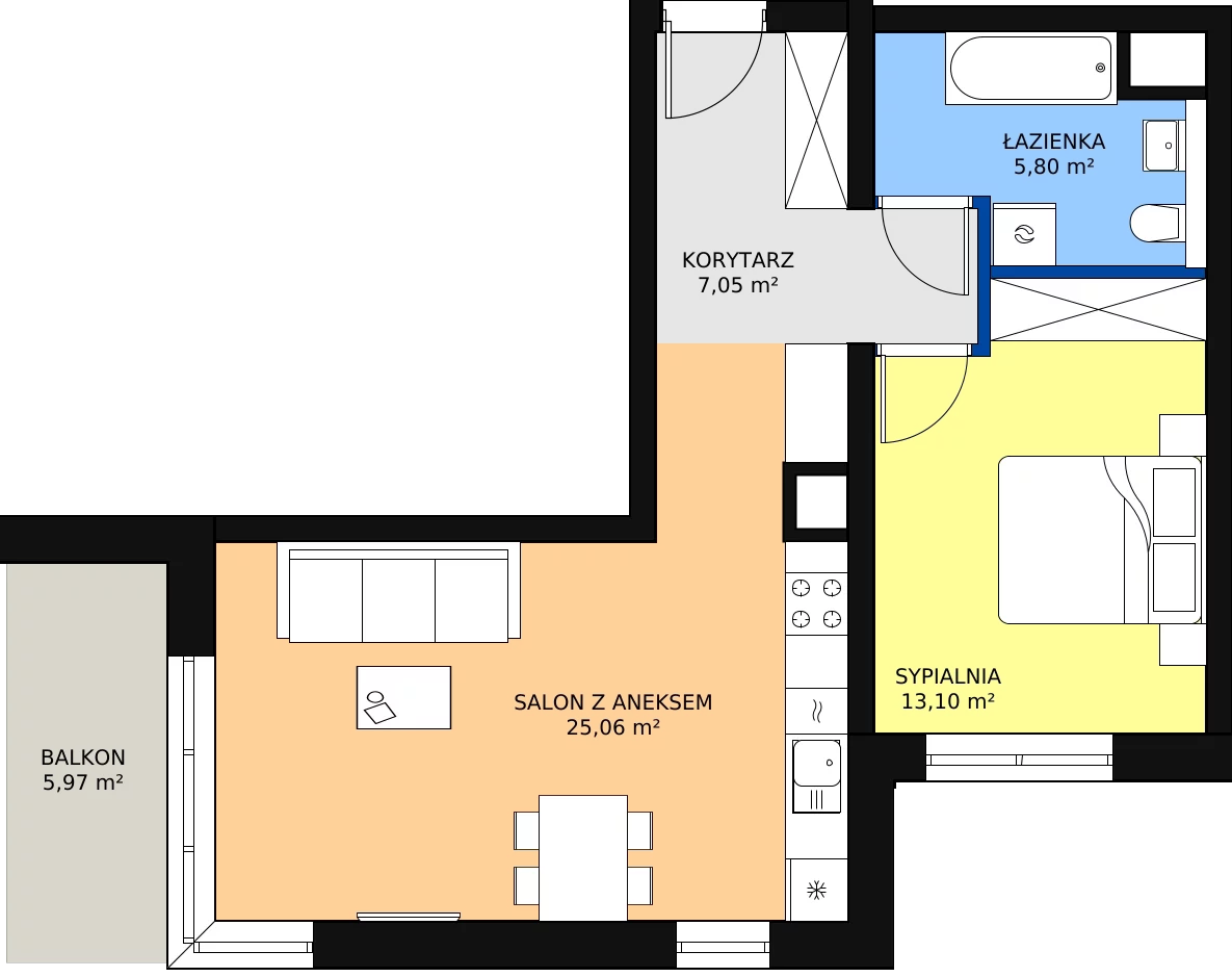 Zalety mieszkania 51.01 m², A59
