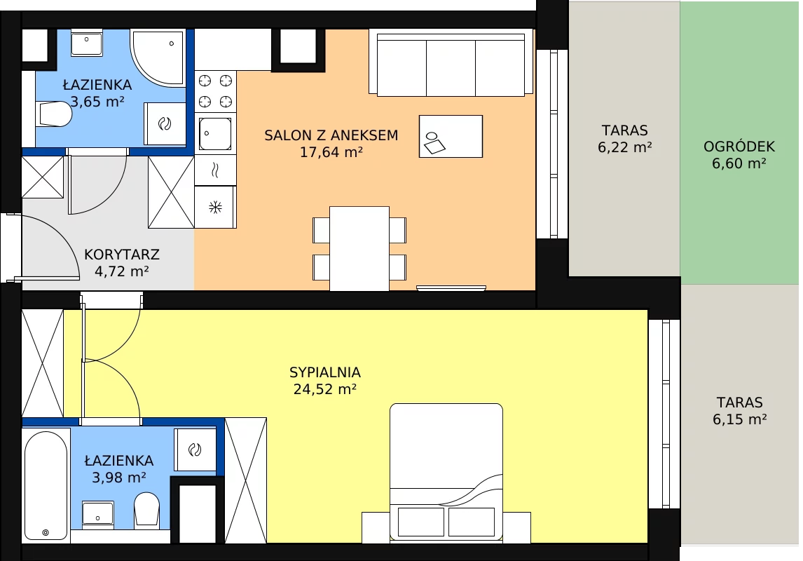 Zalety mieszkania 54.51 m², B02