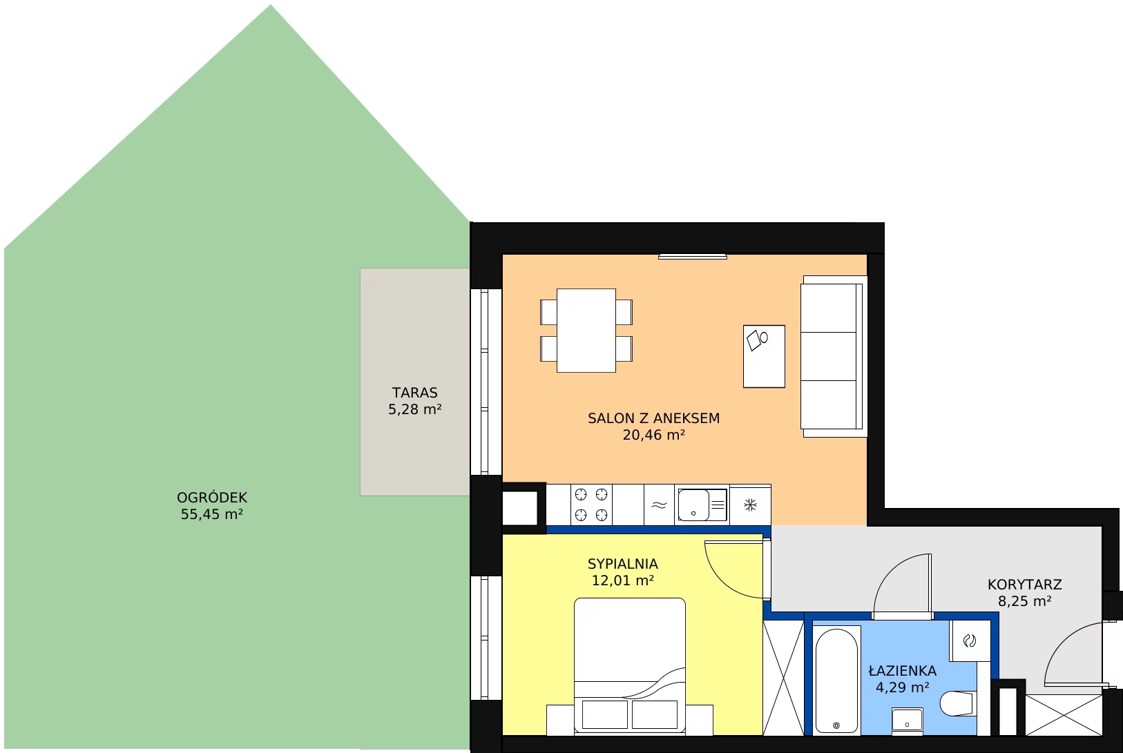 Zalety mieszkania 45.01 m², B10