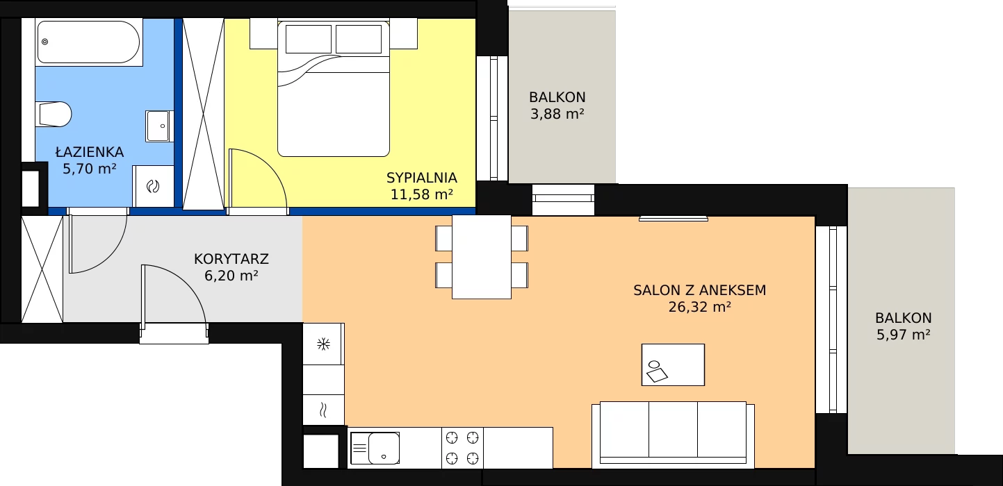 Zalety mieszkania 49.8 m², B32