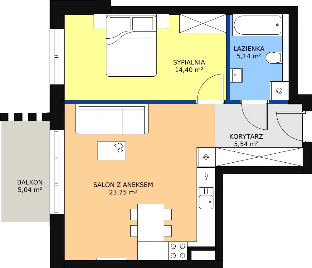 Zalety mieszkania 48.83 m², B34