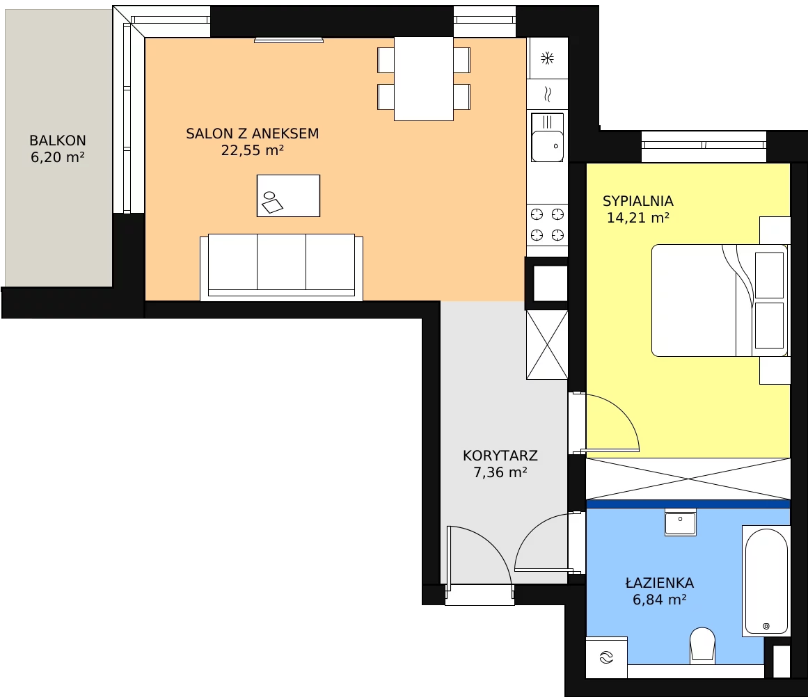 Zalety mieszkania 50.96 m², B43