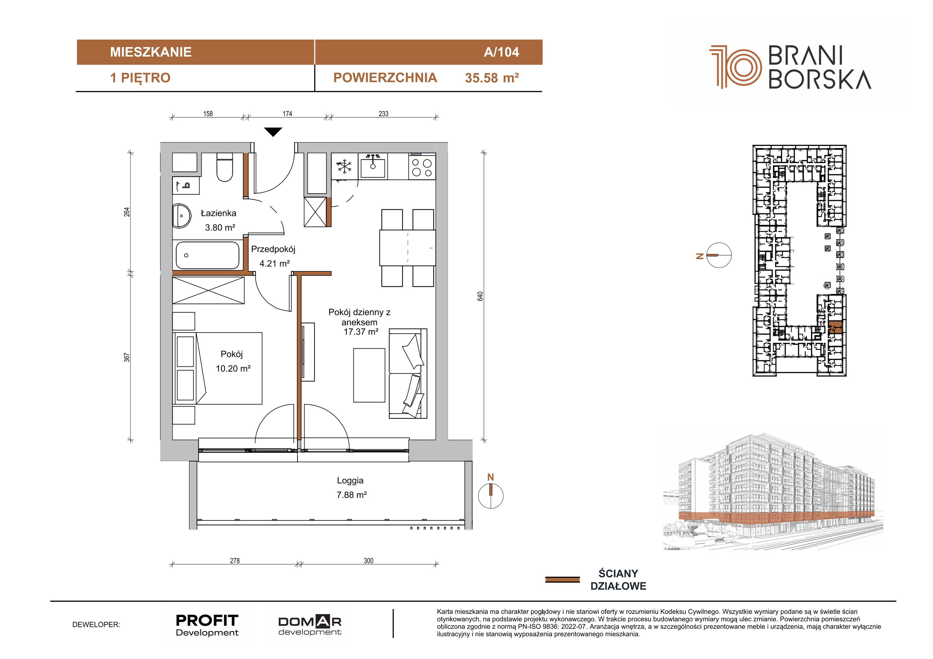 2 pokoje, apartament 35,58 m², piętro 1, oferta nr BN10/A/104, Braniborska 10 , Wrocław, Stare Miasto, Śródmieście, ul. Braniborska 10E