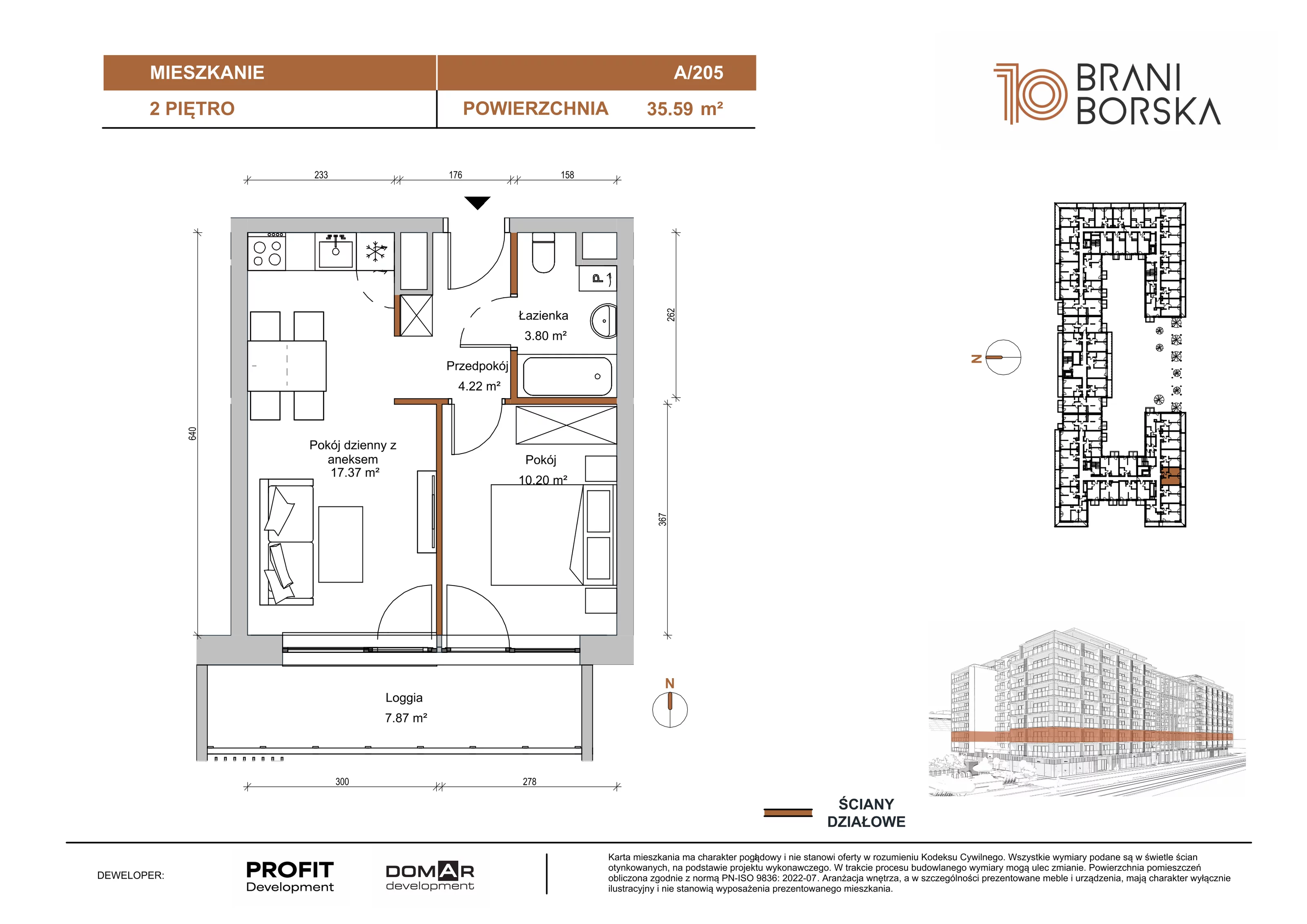 2 pokoje, apartament 35,59 m², piętro 2, oferta nr BN10/A/205, Braniborska 10 , Wrocław, Stare Miasto, Śródmieście, ul. Braniborska 10E