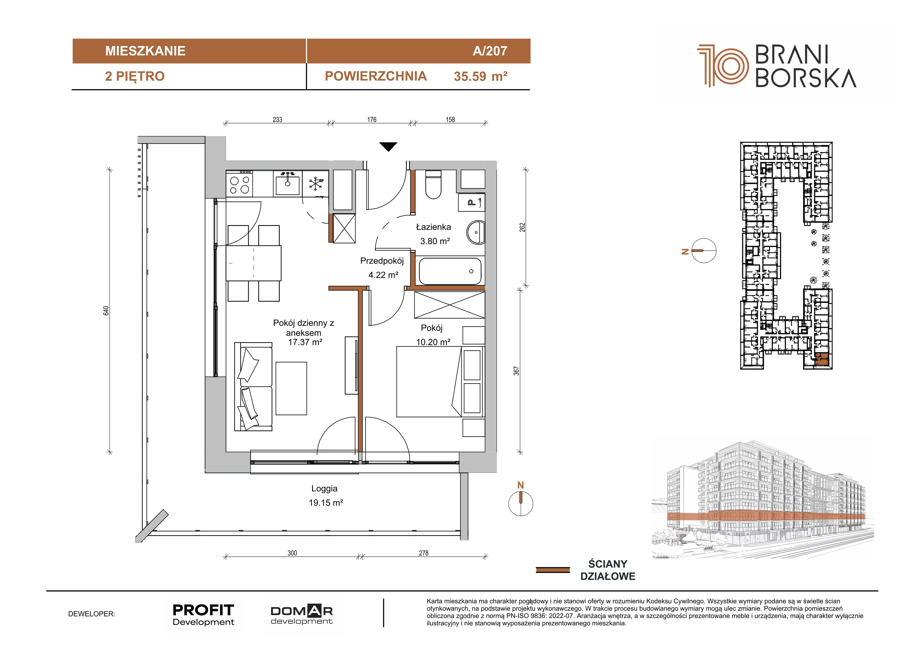 2 pokoje, apartament 35,59 m², piętro 2, oferta nr BN10/A/207, Braniborska 10 , Wrocław, Stare Miasto, Śródmieście, ul. Braniborska 10E