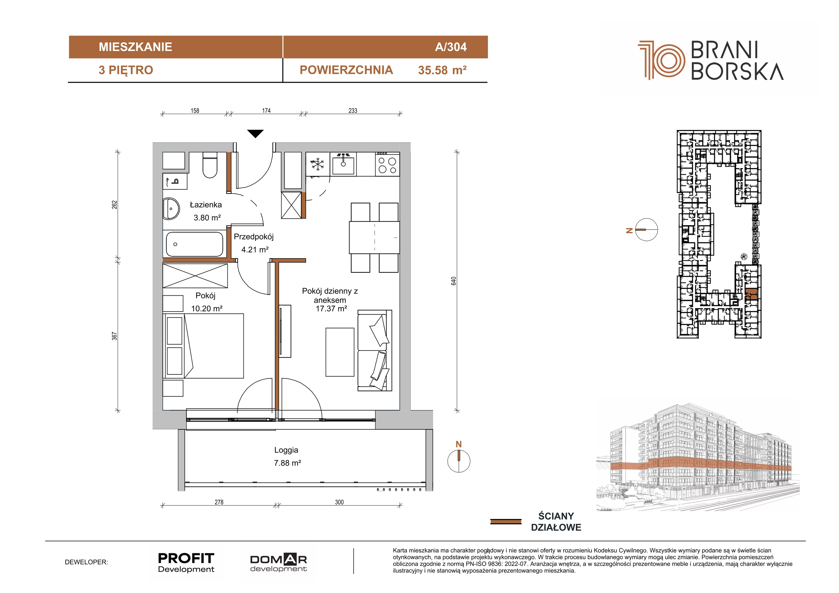 2 pokoje, apartament 35,58 m², piętro 3, oferta nr BN10/A/304, Braniborska 10 , Wrocław, Stare Miasto, Śródmieście, ul. Braniborska 10E