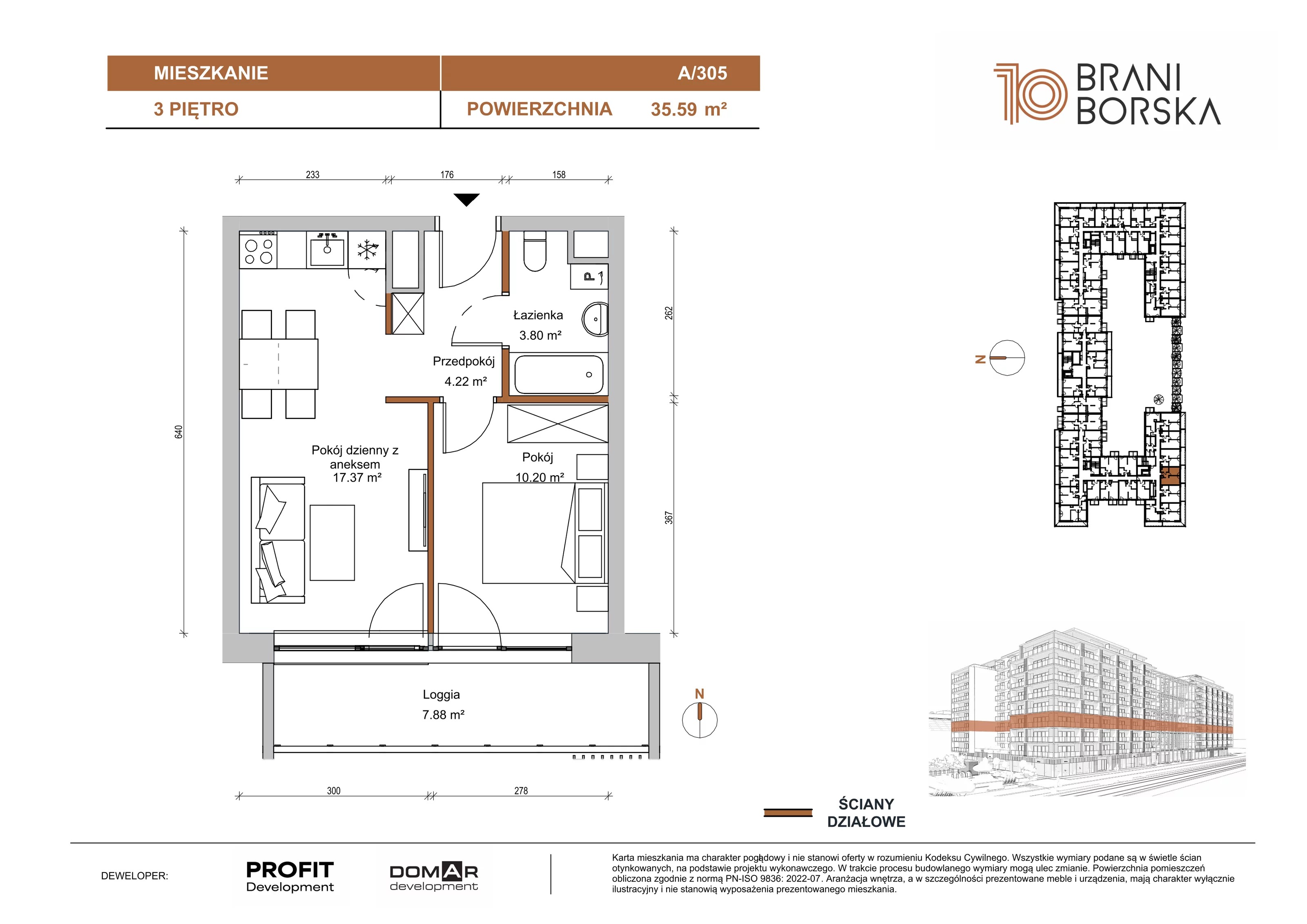 2 pokoje, apartament 35,59 m², piętro 3, oferta nr BN10/A/305, Braniborska 10 , Wrocław, Stare Miasto, Śródmieście, ul. Braniborska 10E