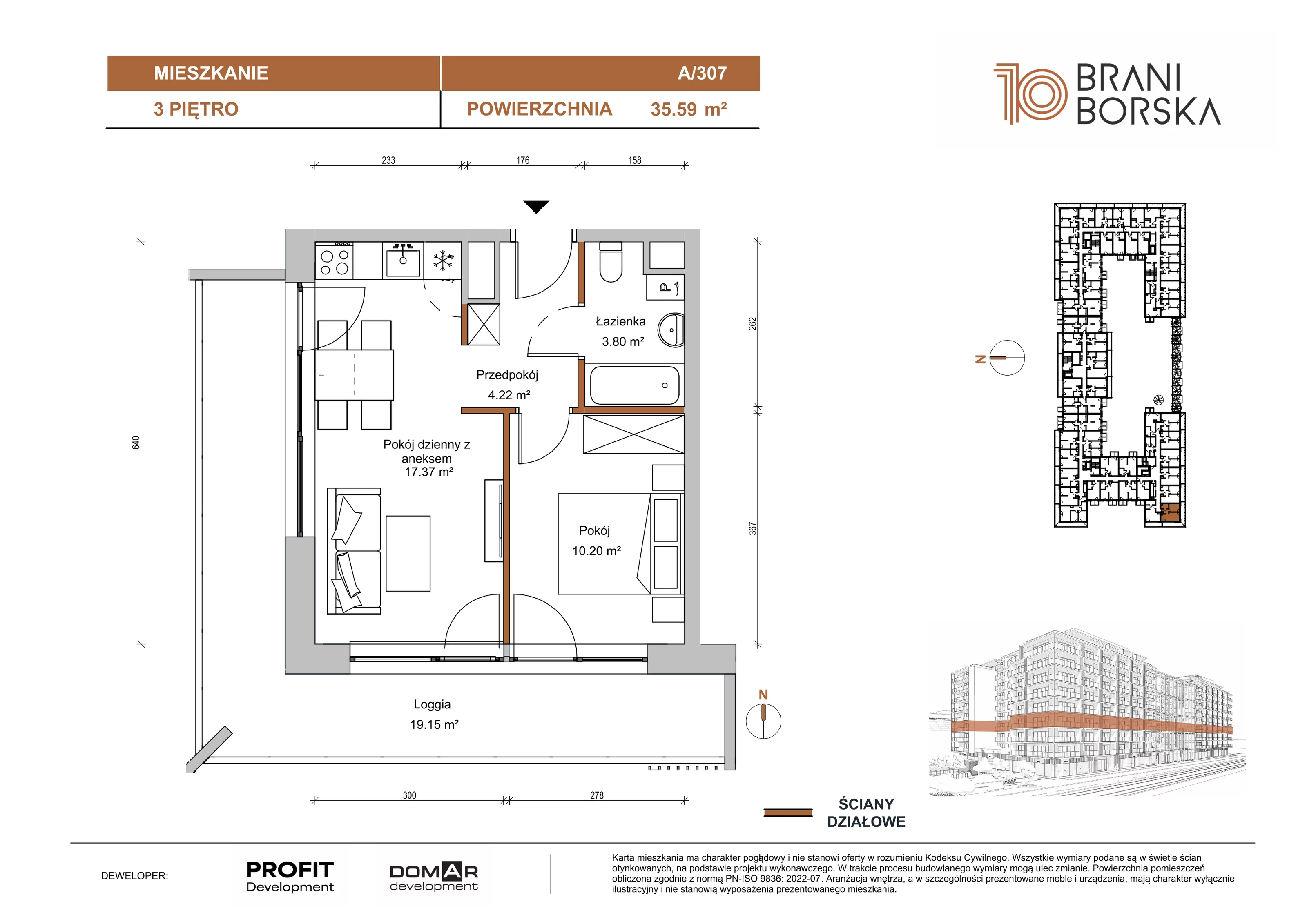 2 pokoje, apartament 35,59 m², piętro 3, oferta nr BN10/A/307, Braniborska 10 , Wrocław, Stare Miasto, Śródmieście, ul. Braniborska 10E