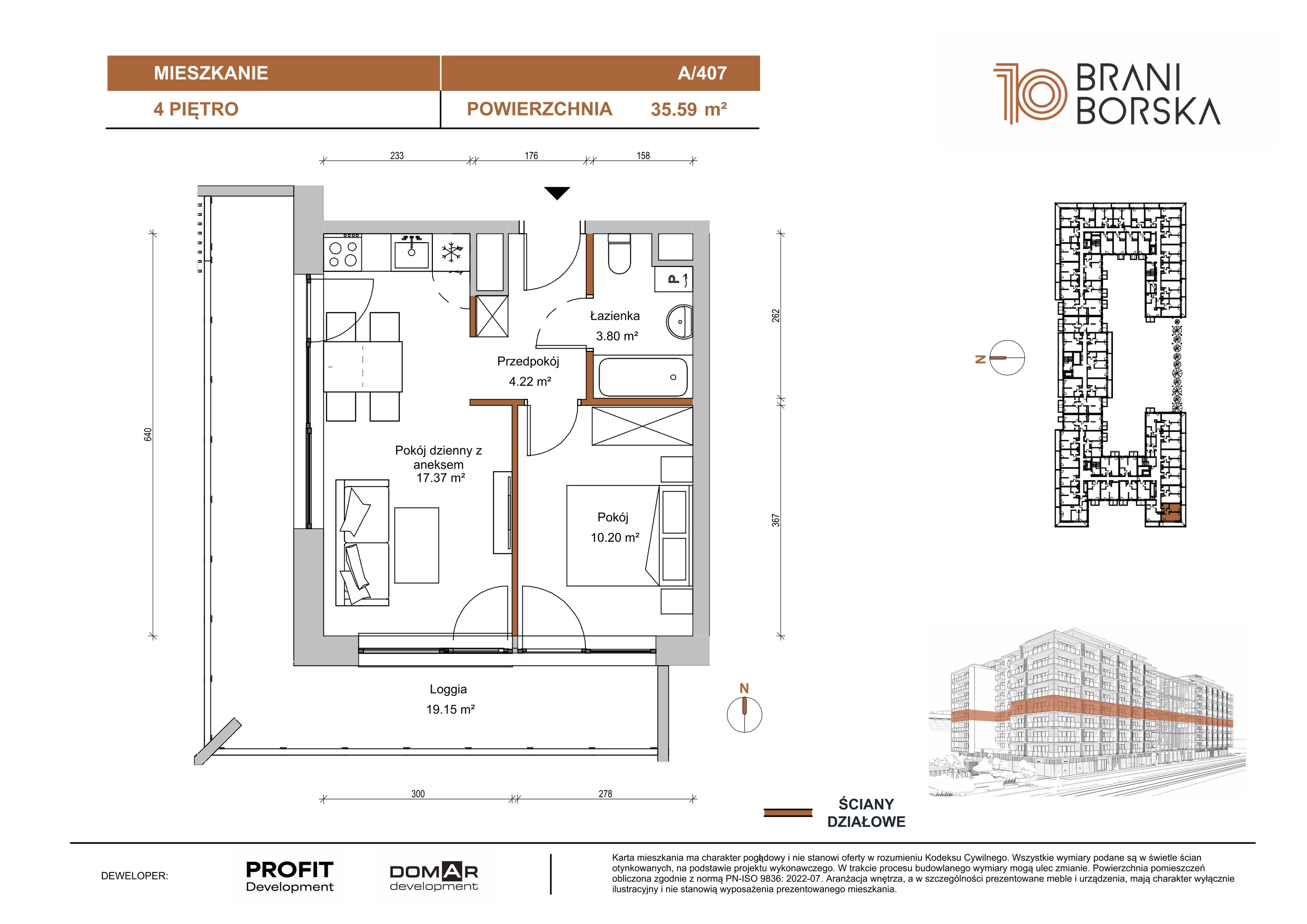 2 pokoje, apartament 35,59 m², piętro 4, oferta nr BN10/A/407, Braniborska 10 , Wrocław, Stare Miasto, Śródmieście, ul. Braniborska 10E