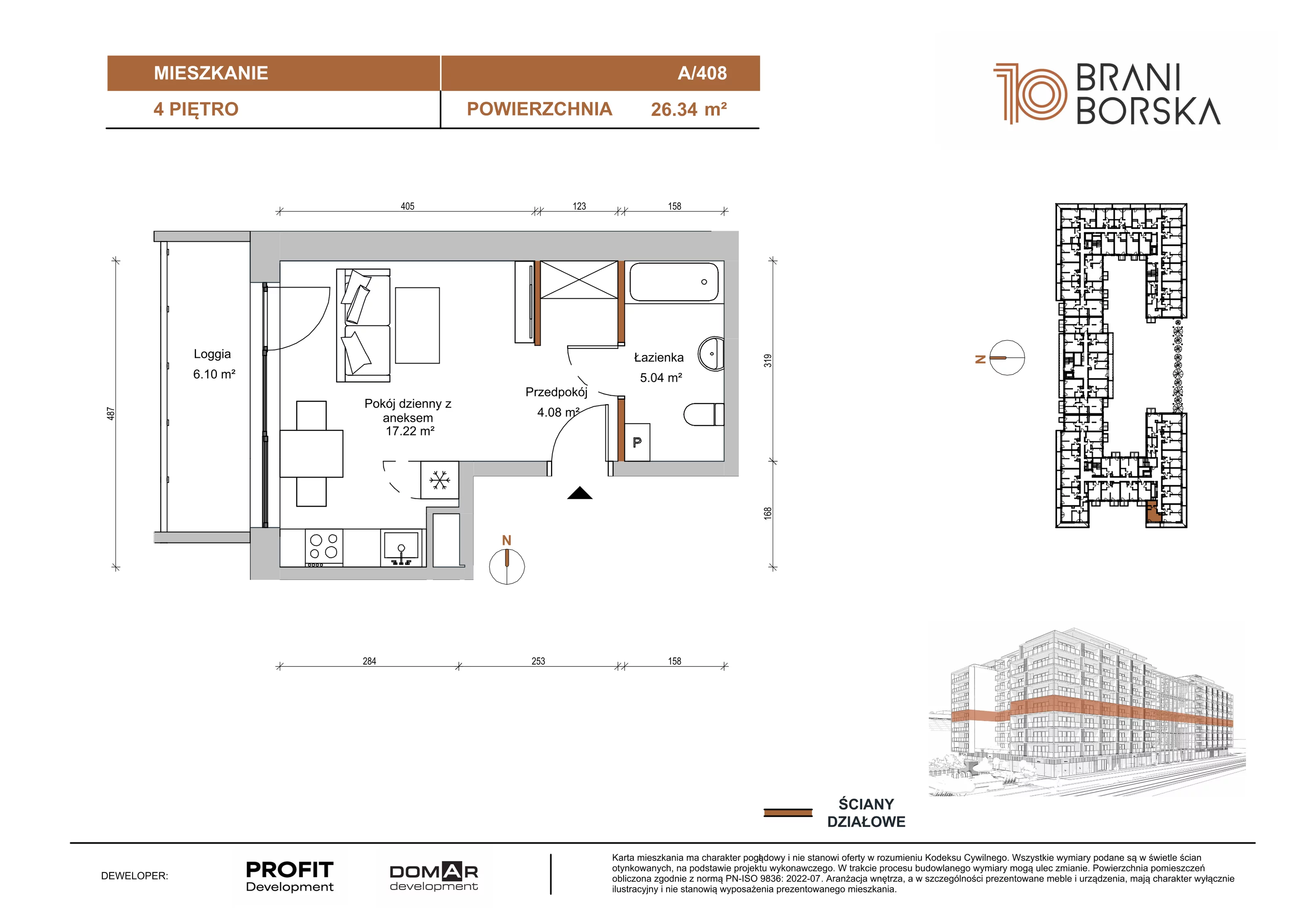 1 pokój, apartament 26,34 m², piętro 4, oferta nr BN10/A/408, Braniborska 10 , Wrocław, Stare Miasto, Śródmieście, ul. Braniborska 10E