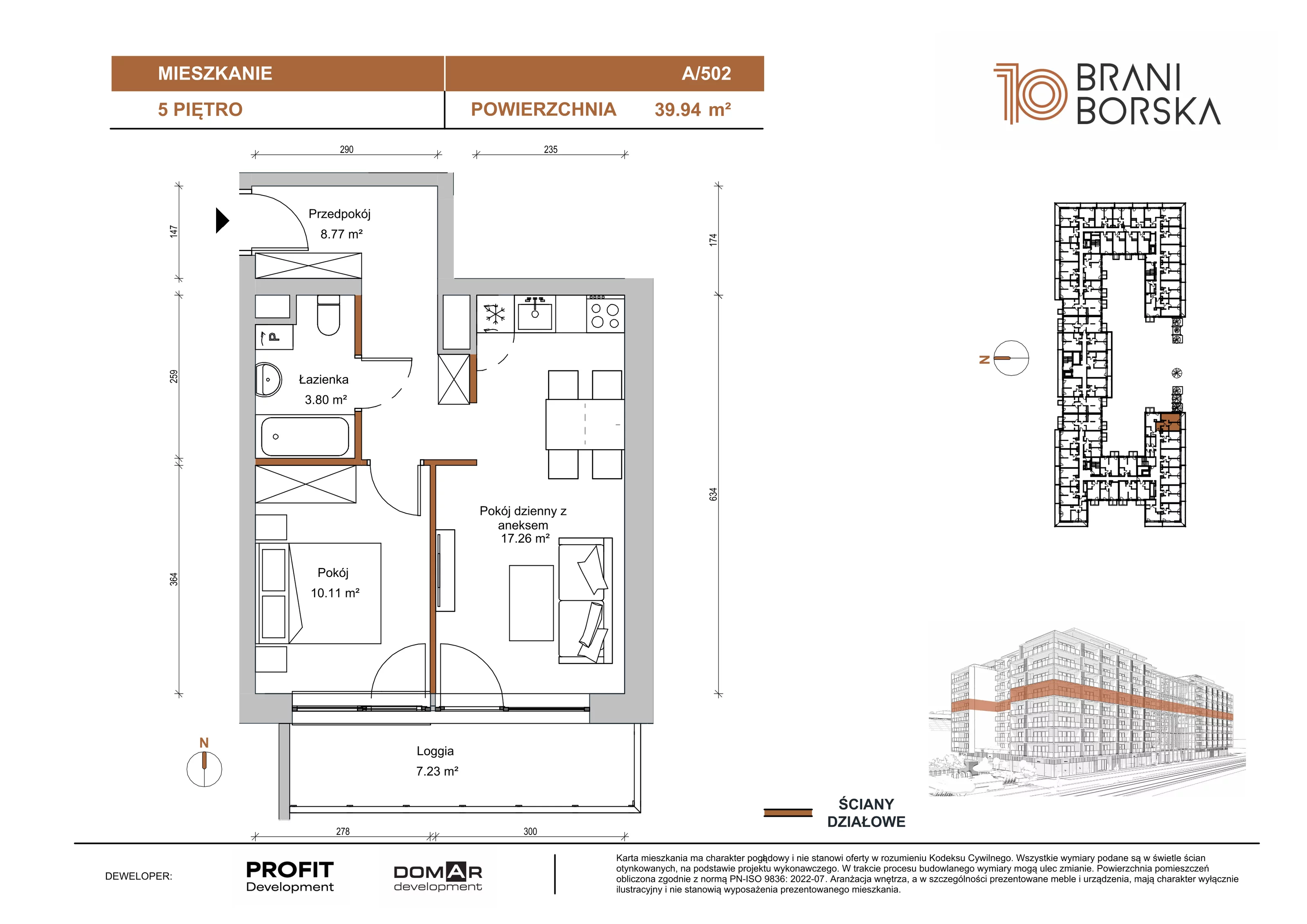 2 pokoje, apartament 39,96 m², piętro 5, oferta nr BN10/A/502, Braniborska 10 , Wrocław, Stare Miasto, Śródmieście, ul. Braniborska 10E