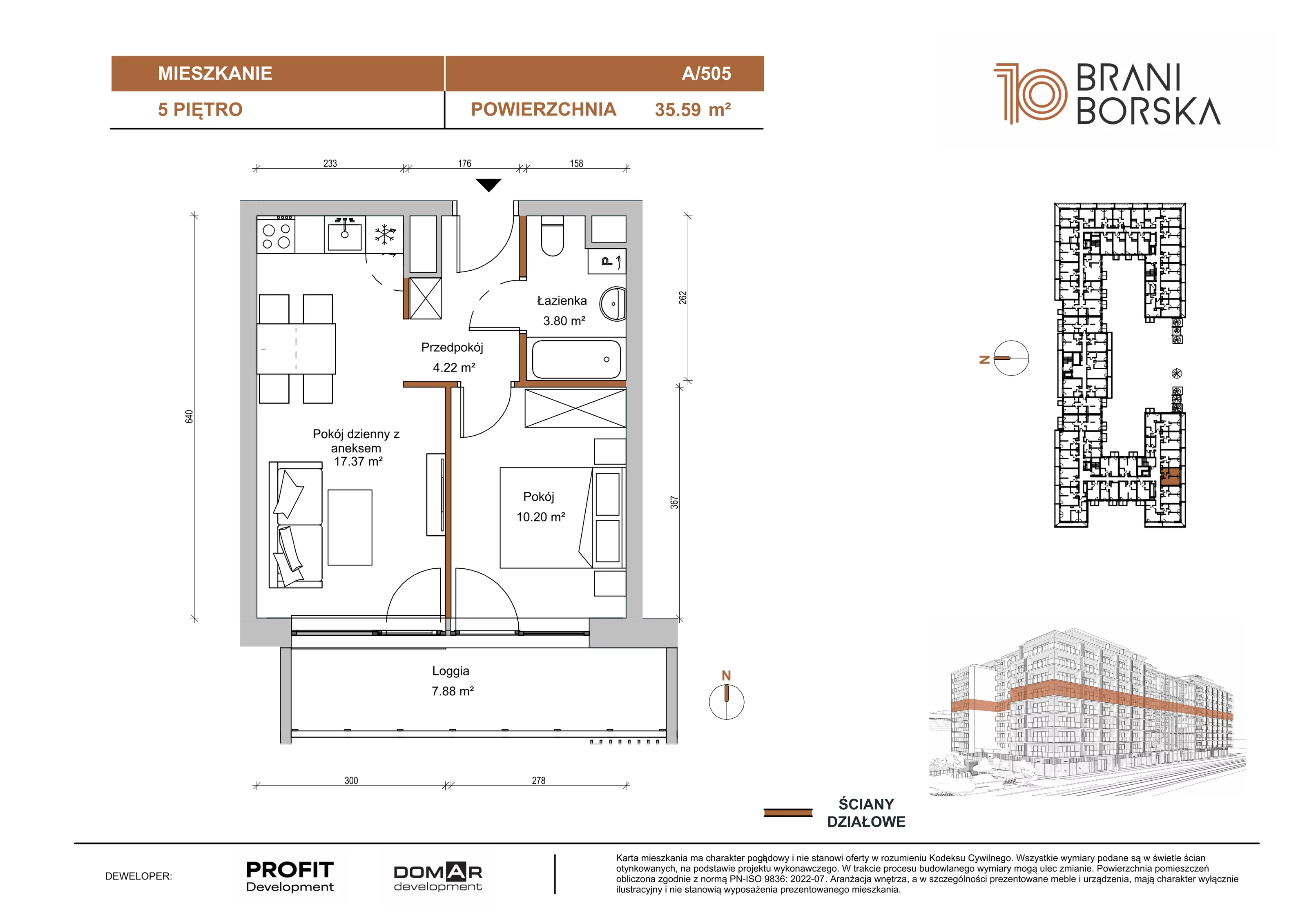 2 pokoje, apartament 35,59 m², piętro 5, oferta nr BN10/A/505, Braniborska 10 , Wrocław, Stare Miasto, Śródmieście, ul. Braniborska 10E