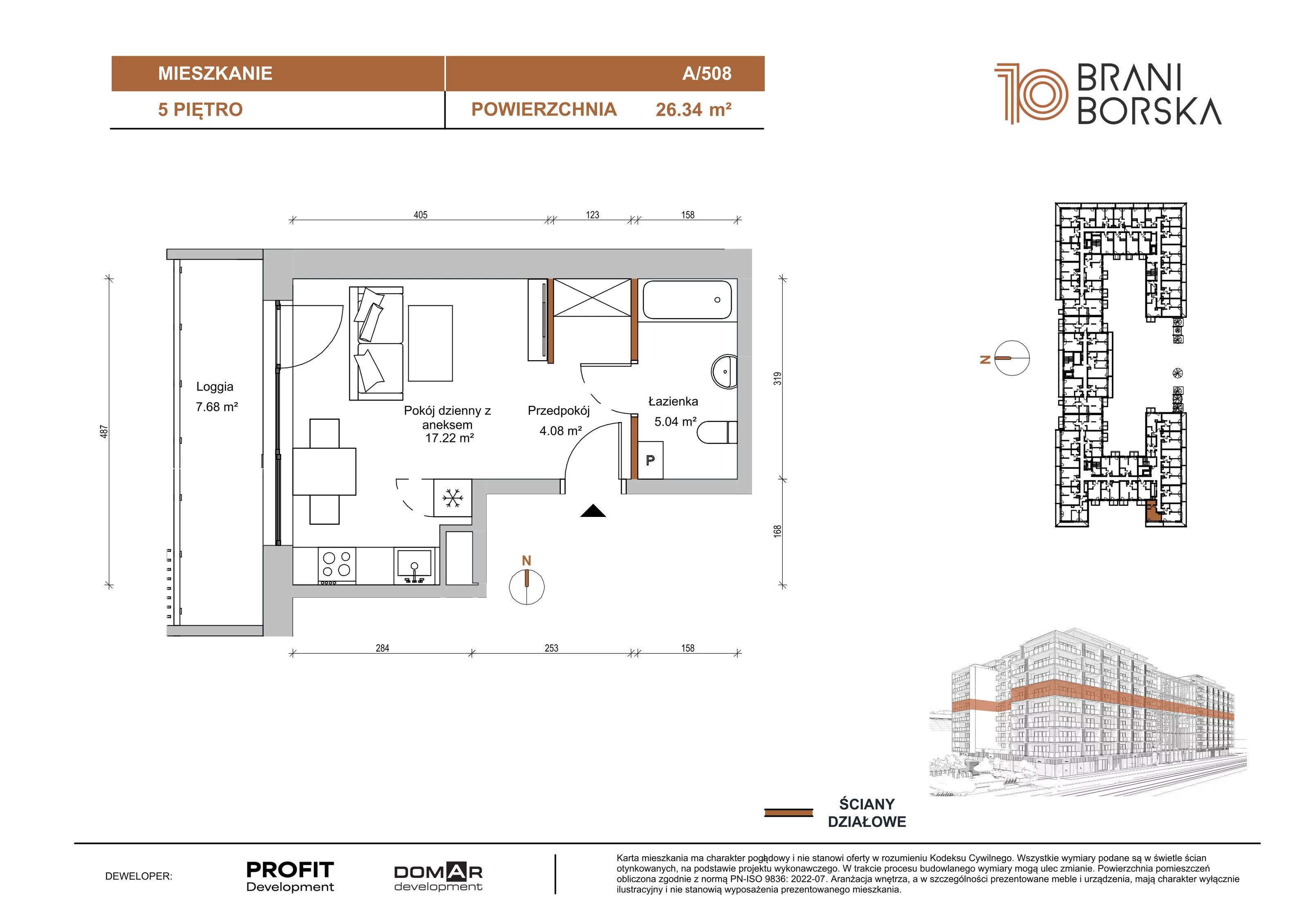 1 pokój, apartament 26,34 m², piętro 5, oferta nr BN10/A/508, Braniborska 10 , Wrocław, Stare Miasto, Śródmieście, ul. Braniborska 10E