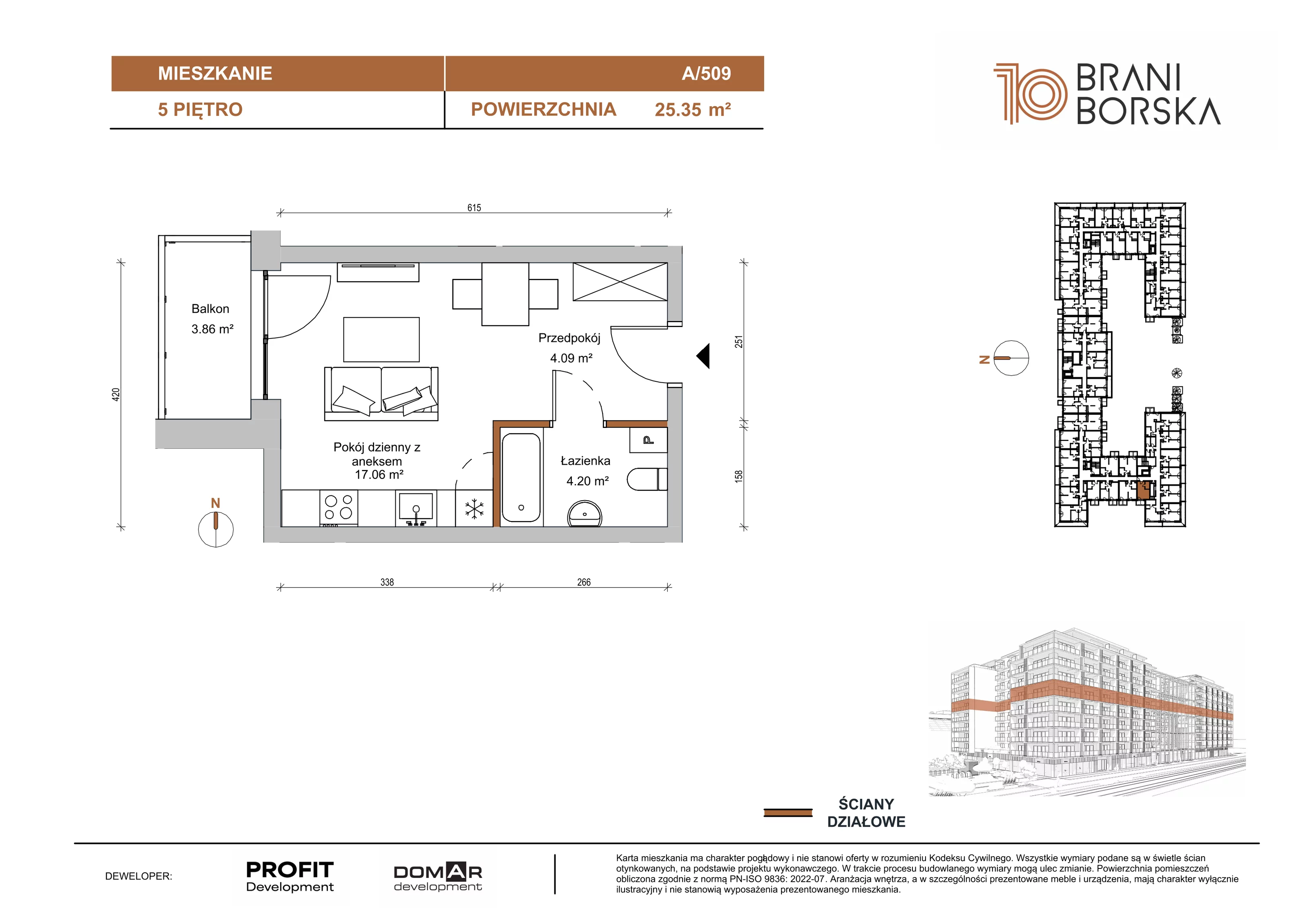 1 pokój, apartament 25,35 m², piętro 5, oferta nr BN10/A/509, Braniborska 10 , Wrocław, Stare Miasto, Śródmieście, ul. Braniborska 10E