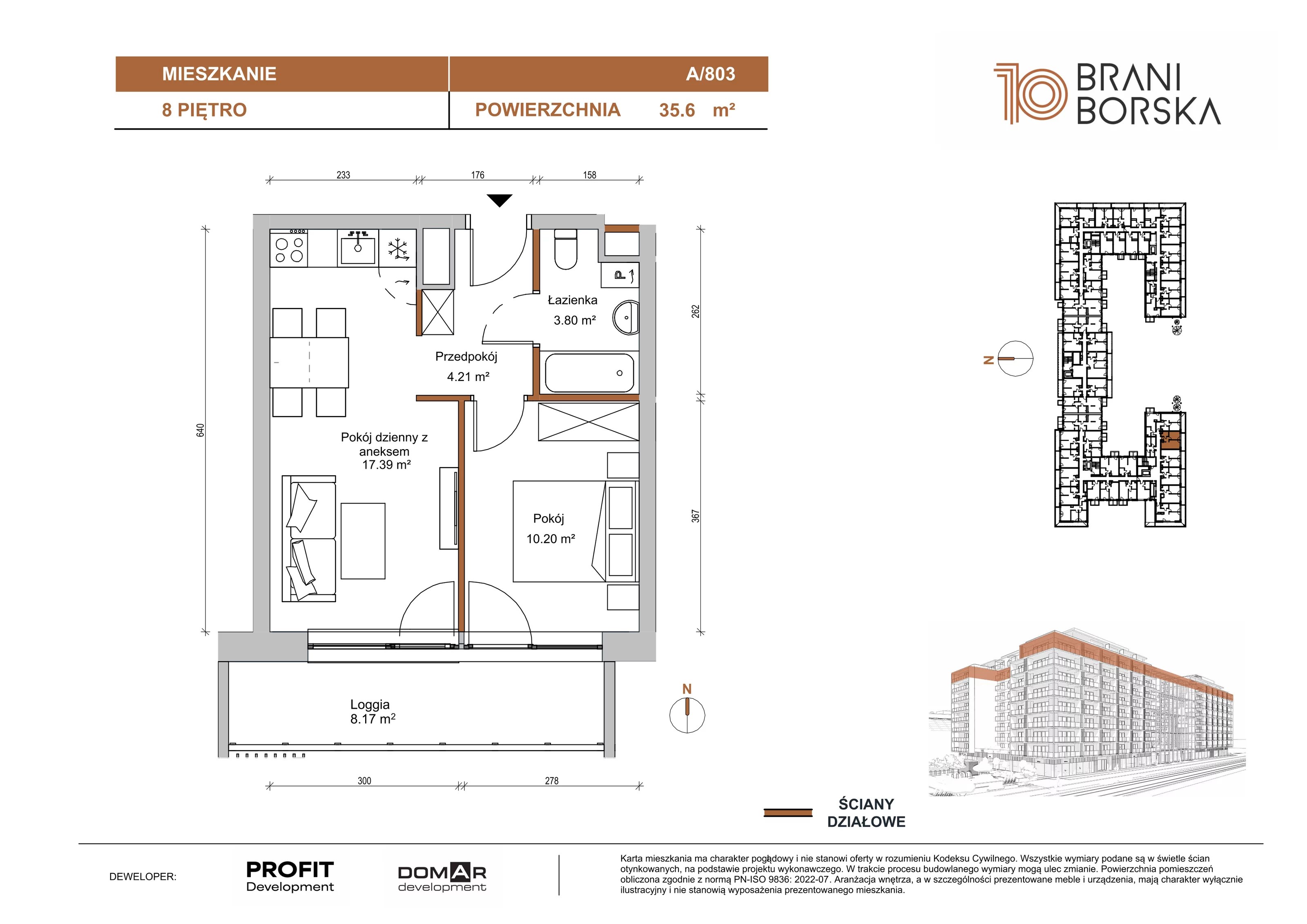 2 pokoje, apartament 35,60 m², piętro 8, oferta nr BN10/A/803, Braniborska 10 , Wrocław, Stare Miasto, Śródmieście, ul. Braniborska 10E