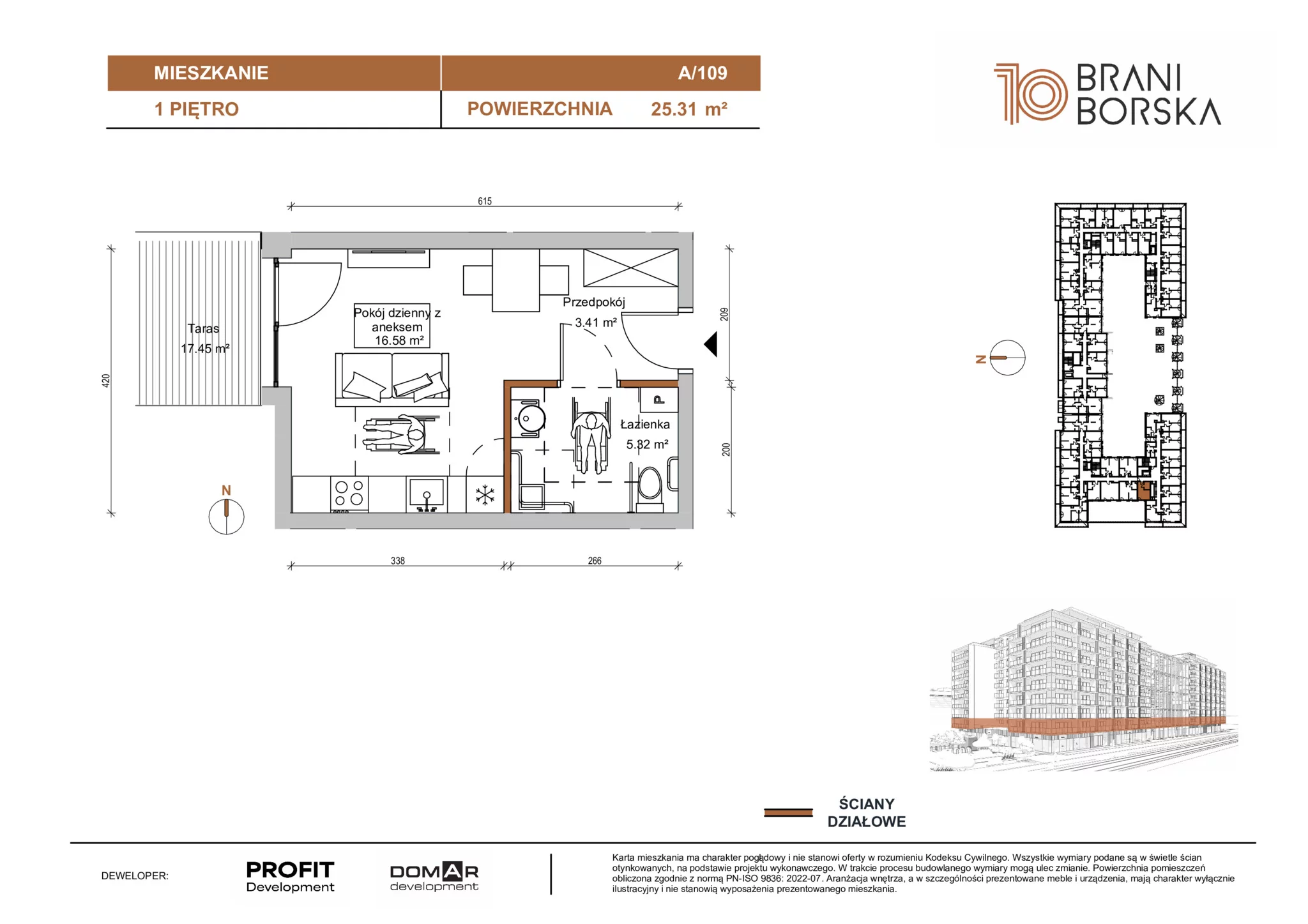 1 pokój, apartament 25,31 m², piętro 1, oferta nr BN10/A/109, Braniborska 10 , Wrocław, Stare Miasto, Śródmieście, ul. Braniborska 10E