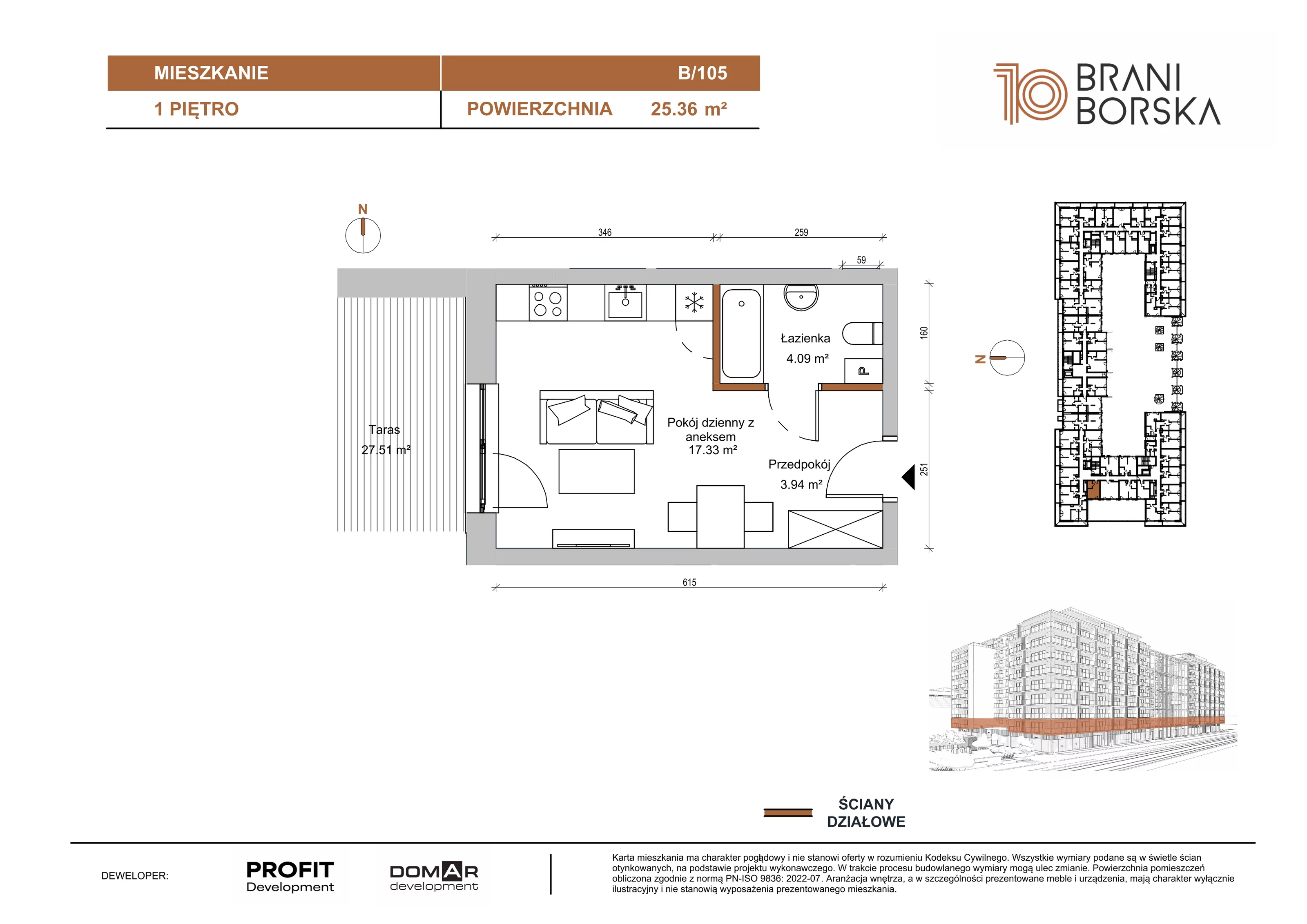 1 pokój, apartament 25,36 m², piętro 1, oferta nr BN10/B/105, Braniborska 10 , Wrocław, Stare Miasto, Śródmieście, ul. Braniborska 10E