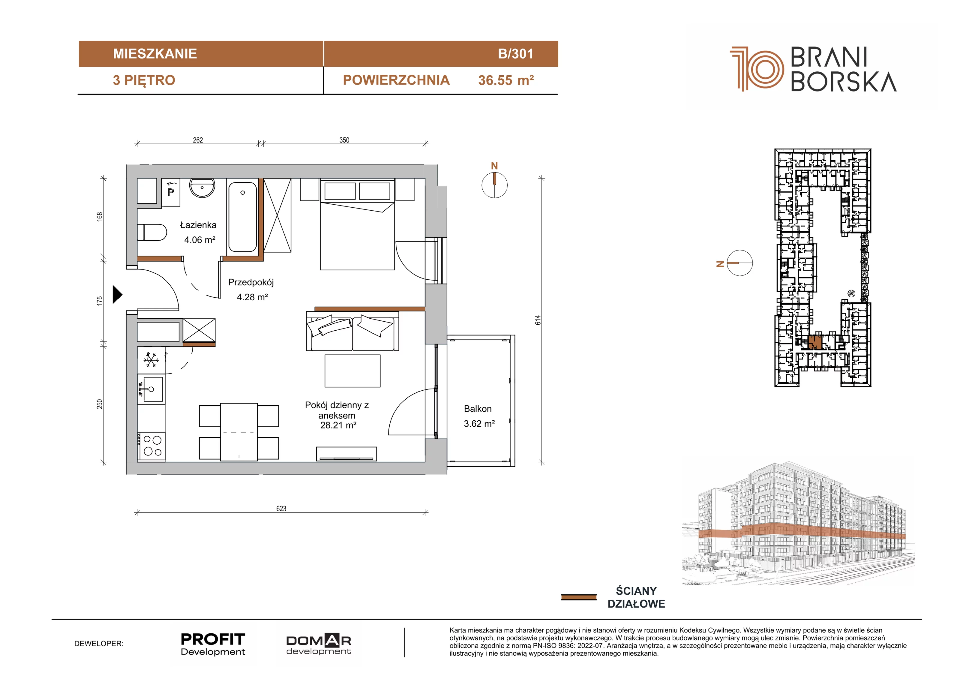 1 pokój, apartament 36,55 m², piętro 3, oferta nr BN10/B/301, Braniborska 10 , Wrocław, Stare Miasto, Śródmieście, ul. Braniborska 10E