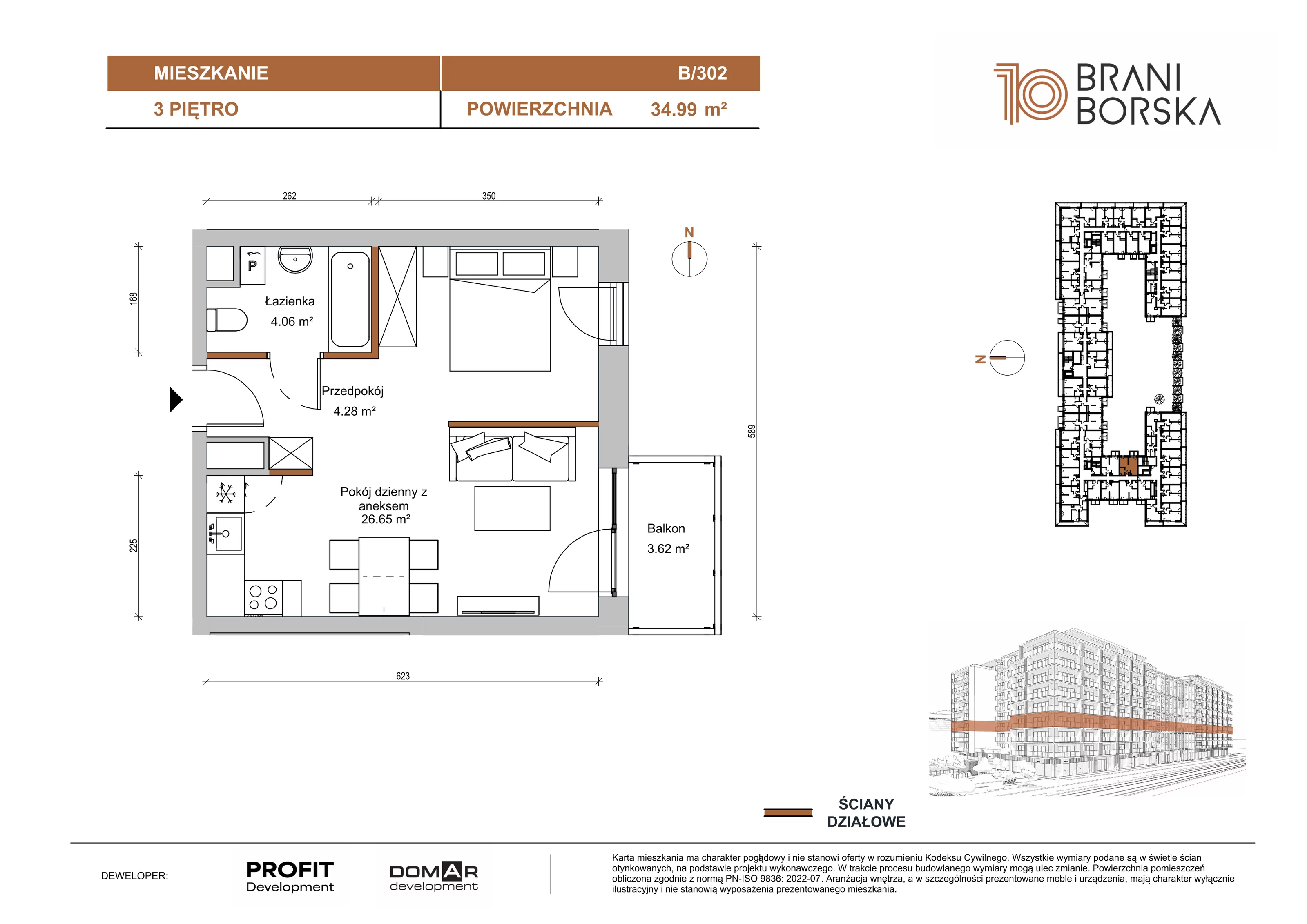 1 pokój, apartament 34,99 m², piętro 3, oferta nr BN10/B/302, Braniborska 10 , Wrocław, Stare Miasto, Śródmieście, ul. Braniborska 10E