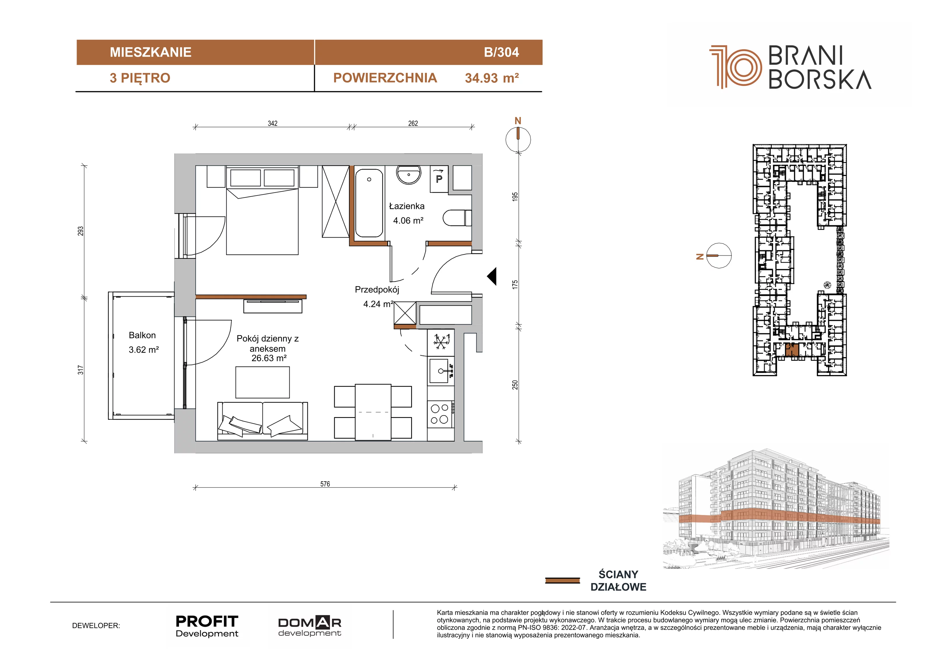 1 pokój, apartament 34,91 m², piętro 3, oferta nr BN10/B/304, Braniborska 10 , Wrocław, Stare Miasto, Śródmieście, ul. Braniborska 10E