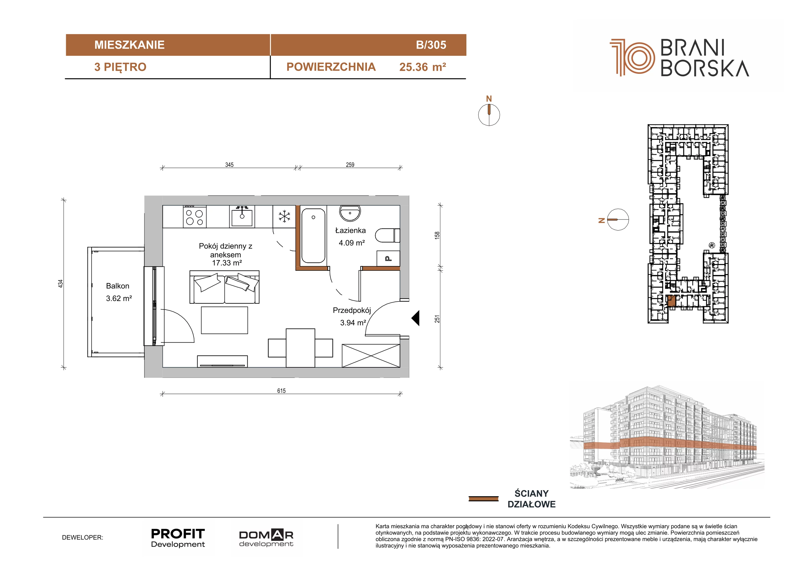 1 pokój, apartament 25,36 m², piętro 3, oferta nr BN10/B/305, Braniborska 10 , Wrocław, Stare Miasto, Śródmieście, ul. Braniborska 10E