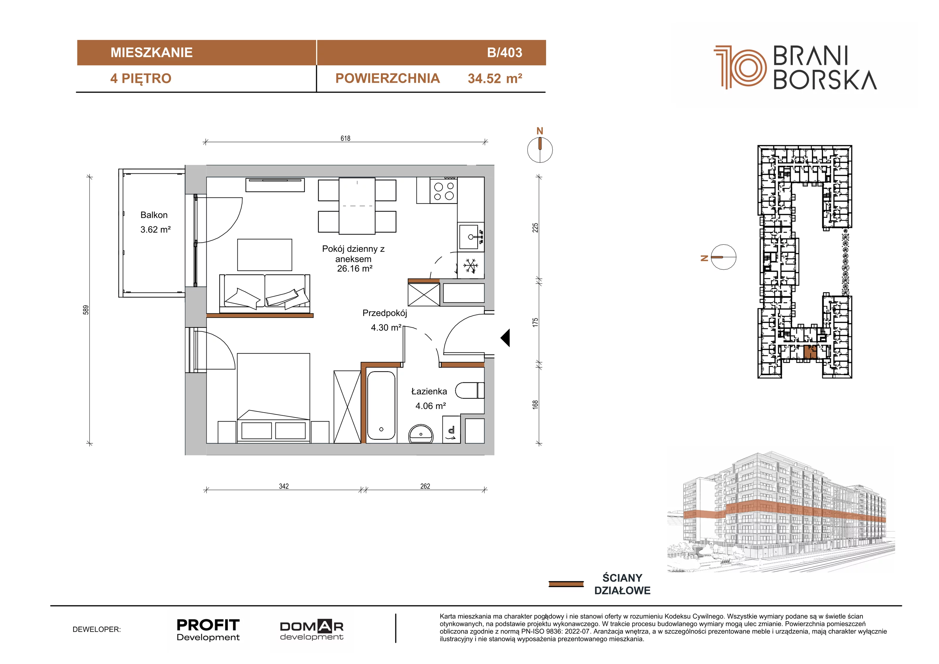 1 pokój, apartament 34,52 m², piętro 4, oferta nr BN10/B/403, Braniborska 10 , Wrocław, Stare Miasto, Śródmieście, ul. Braniborska 10E