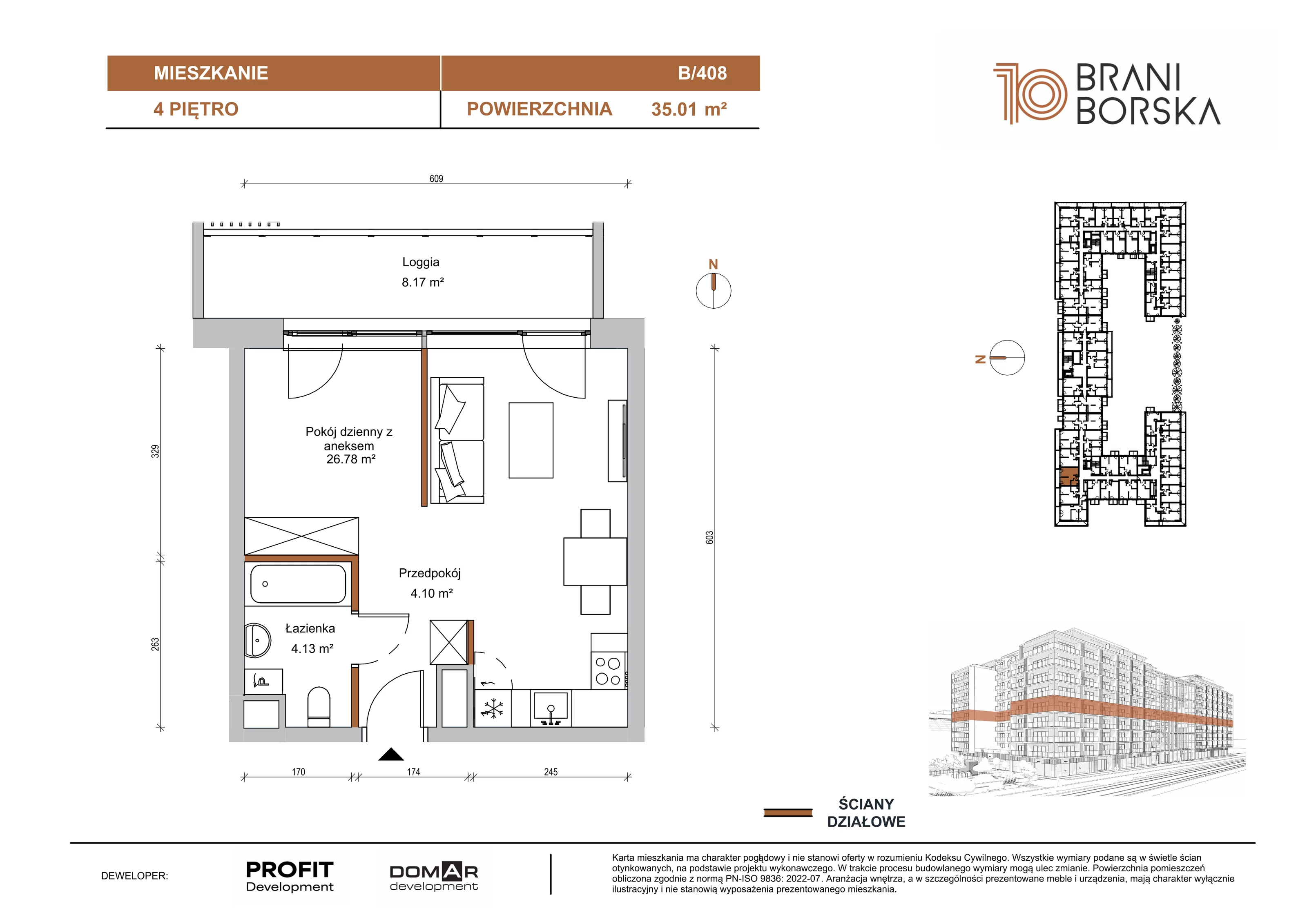 1 pokój, apartament 35,01 m², piętro 4, oferta nr BN10/B/408, Braniborska 10 , Wrocław, Stare Miasto, Śródmieście, ul. Braniborska 10E