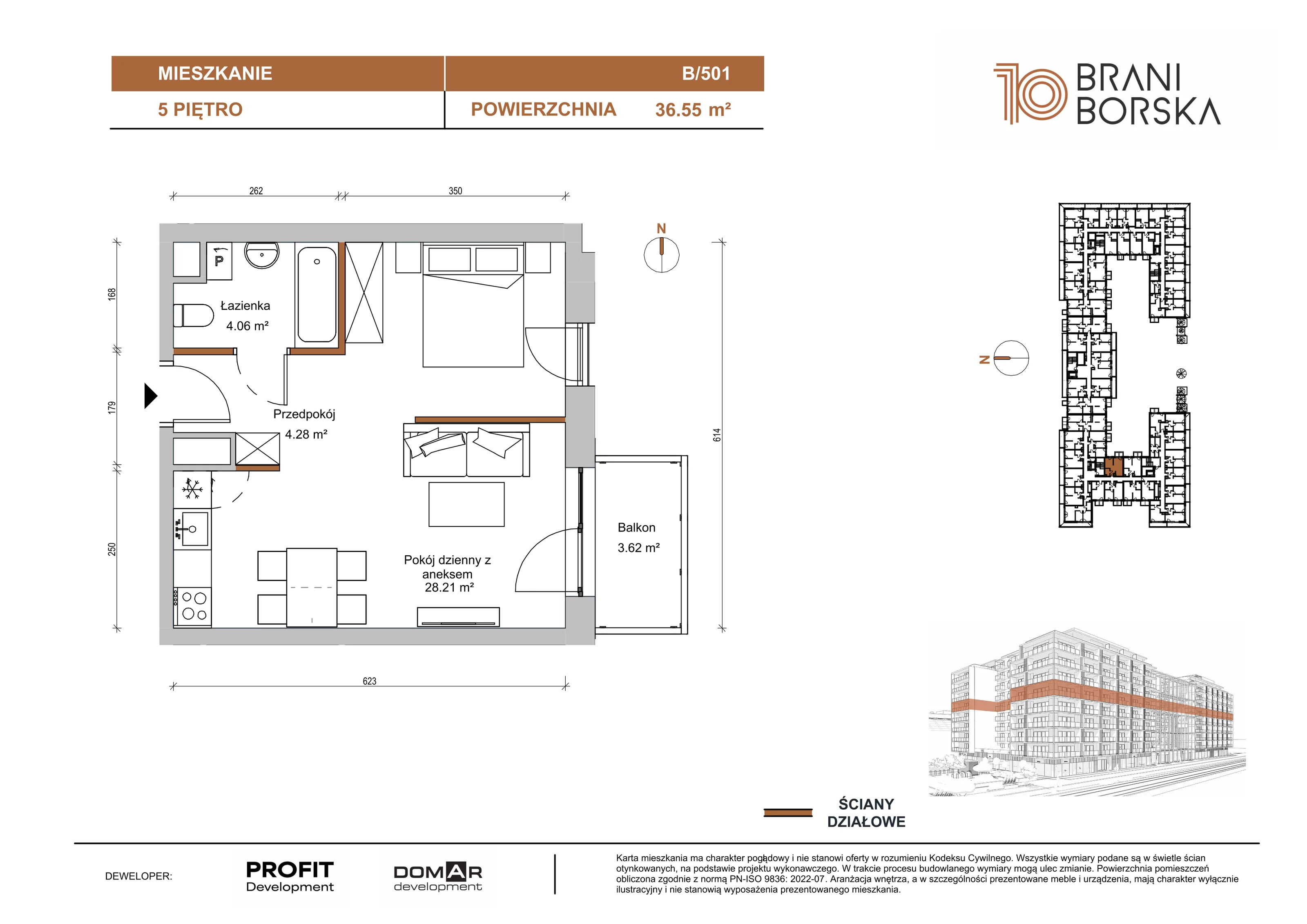 1 pokój, apartament 36,55 m², piętro 5, oferta nr BN10/B/501, Braniborska 10 , Wrocław, Stare Miasto, Śródmieście, ul. Braniborska 10E