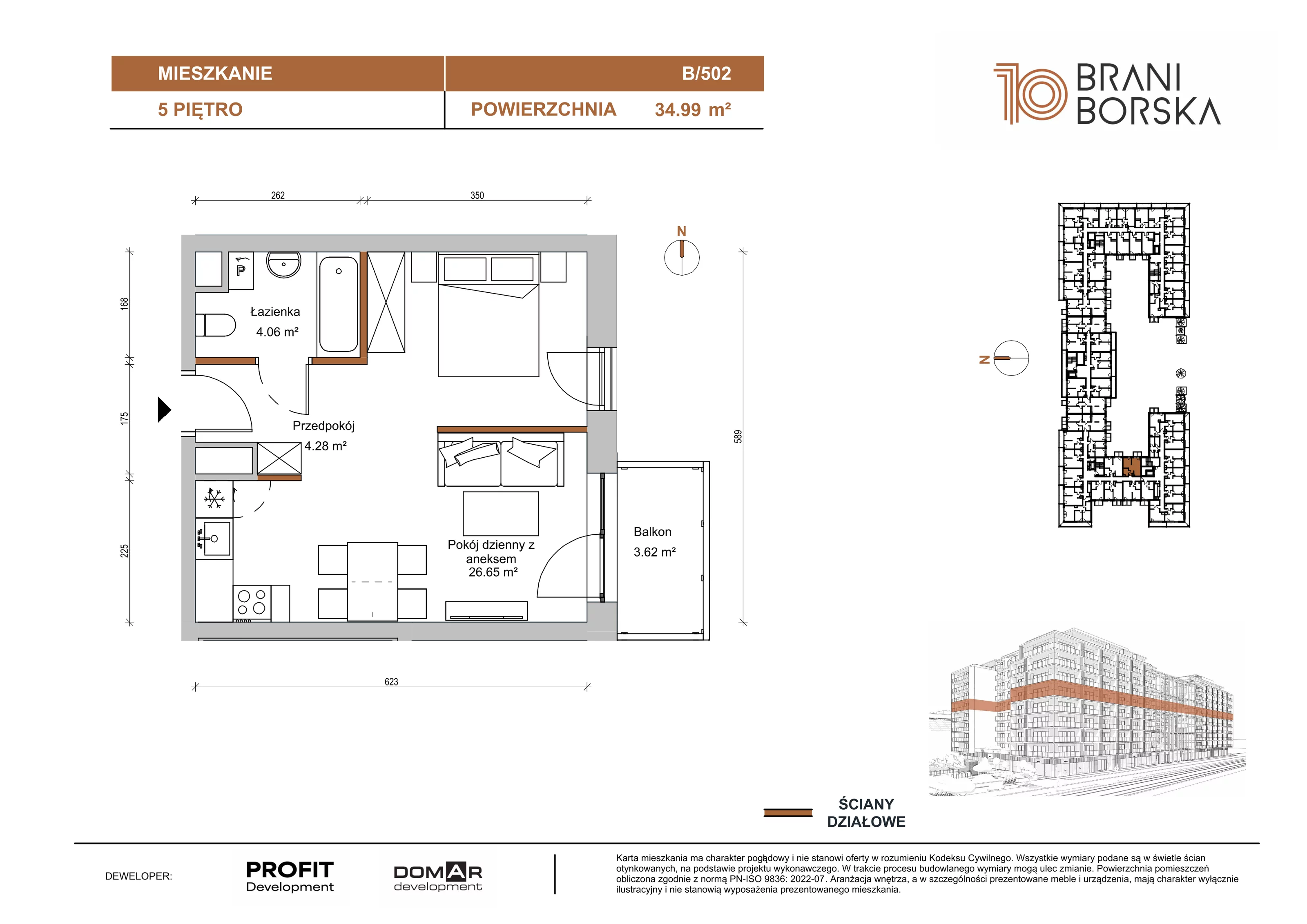 1 pokój, apartament 34,99 m², piętro 5, oferta nr BN10/B/502, Braniborska 10 , Wrocław, Stare Miasto, Śródmieście, ul. Braniborska 10E