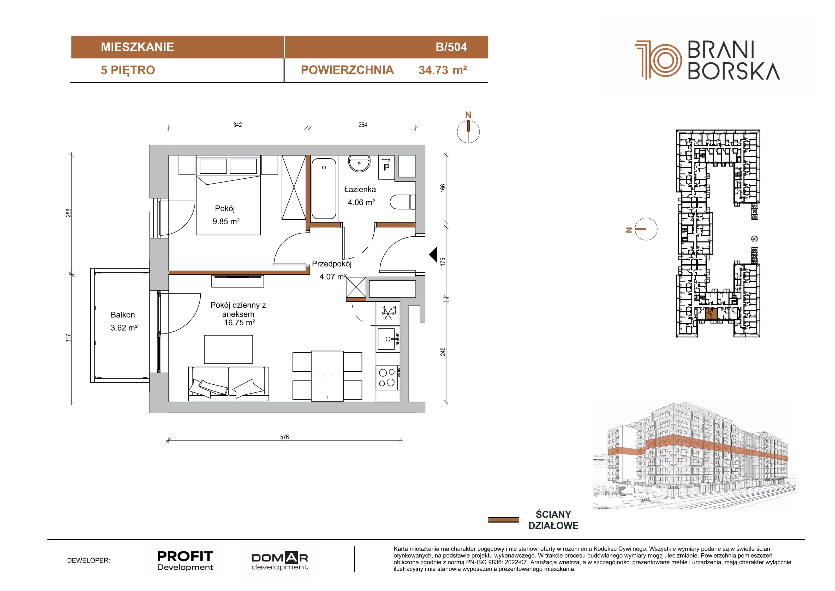 1 pokój, apartament 34,73 m², piętro 5, oferta nr BN10/B/504, Braniborska 10 , Wrocław, Stare Miasto, Śródmieście, ul. Braniborska 10E