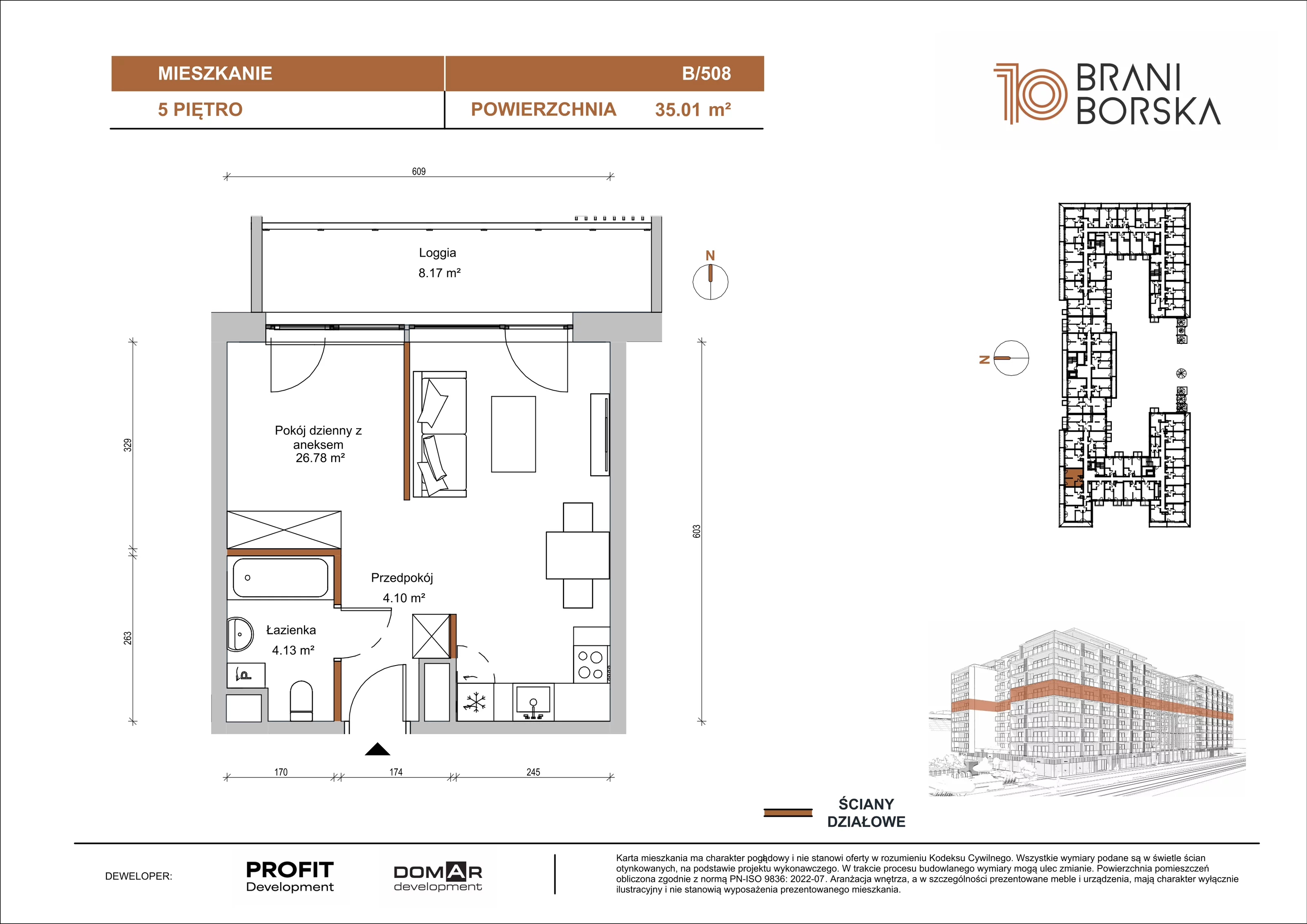 1 pokój, apartament 35,01 m², piętro 5, oferta nr BN10/B/508, Braniborska 10 , Wrocław, Stare Miasto, Śródmieście, ul. Braniborska 10E