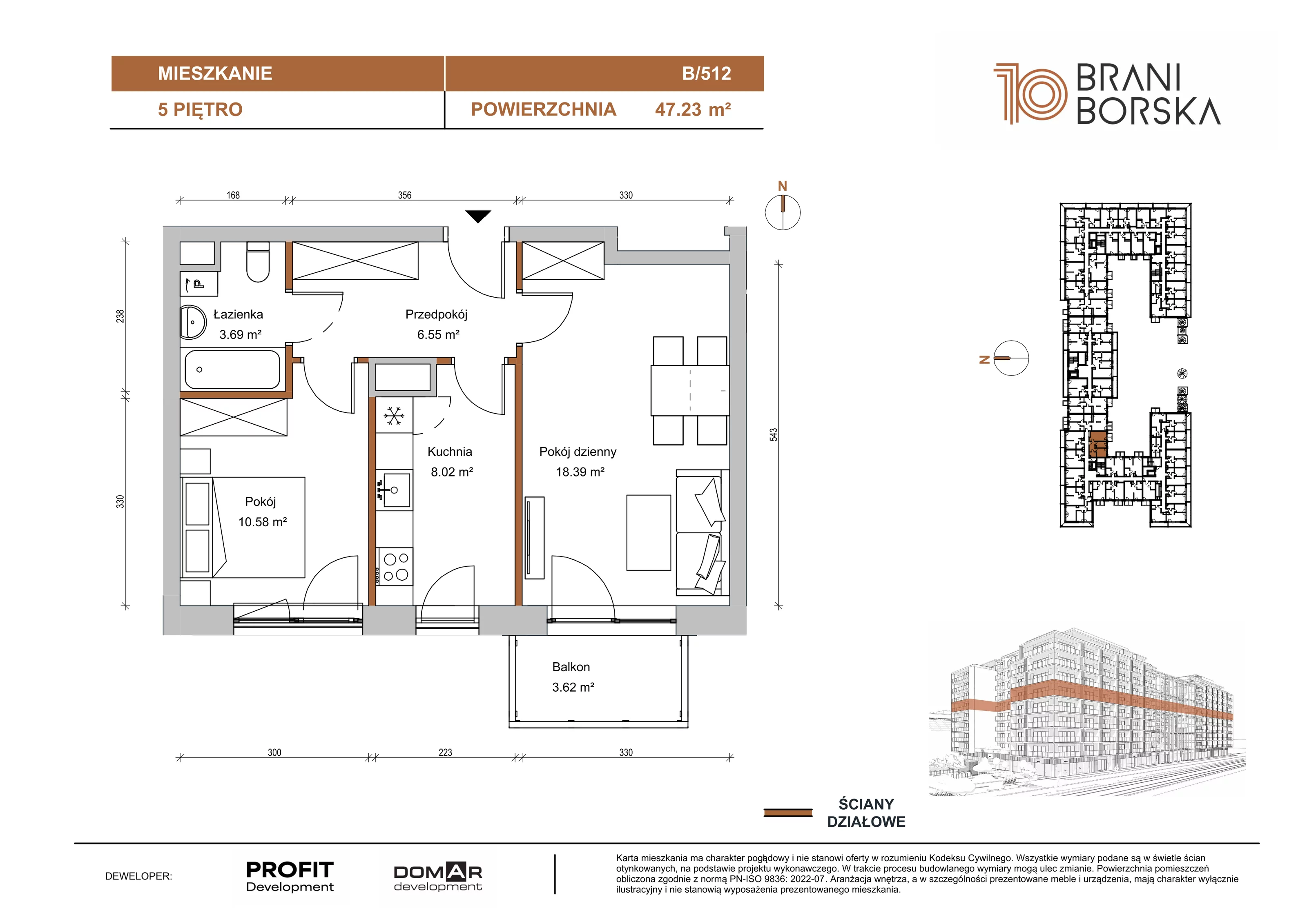 2 pokoje, apartament 47,23 m², piętro 5, oferta nr BN10/B/512, Braniborska 10 , Wrocław, Stare Miasto, Śródmieście, ul. Braniborska 10E