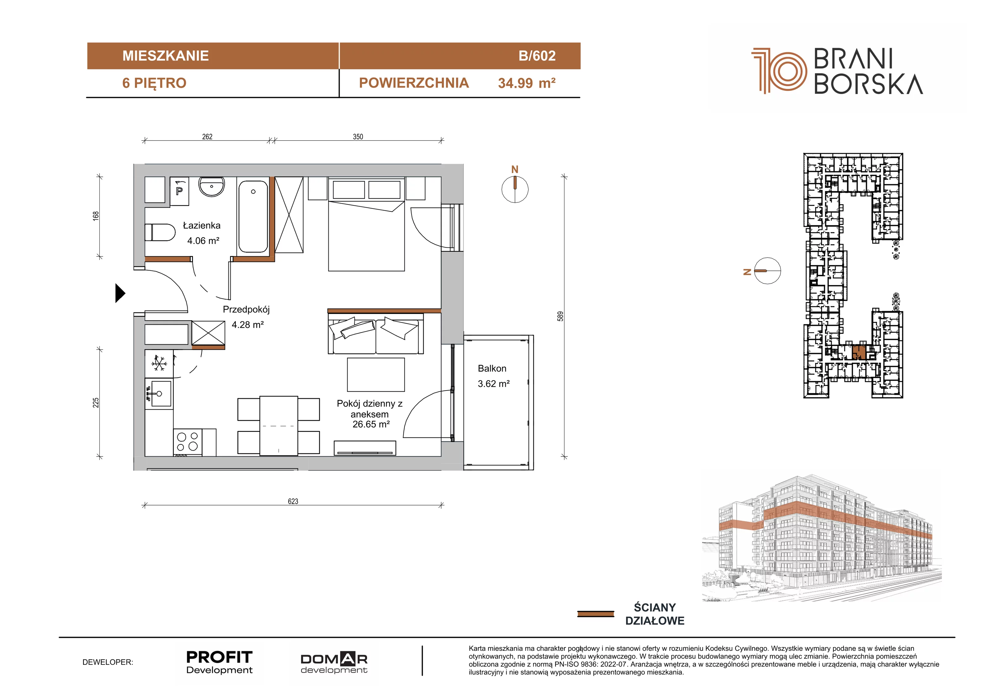 1 pokój, apartament 34,99 m², piętro 6, oferta nr BN10/B/602, Braniborska 10 , Wrocław, Stare Miasto, Śródmieście, ul. Braniborska 10E