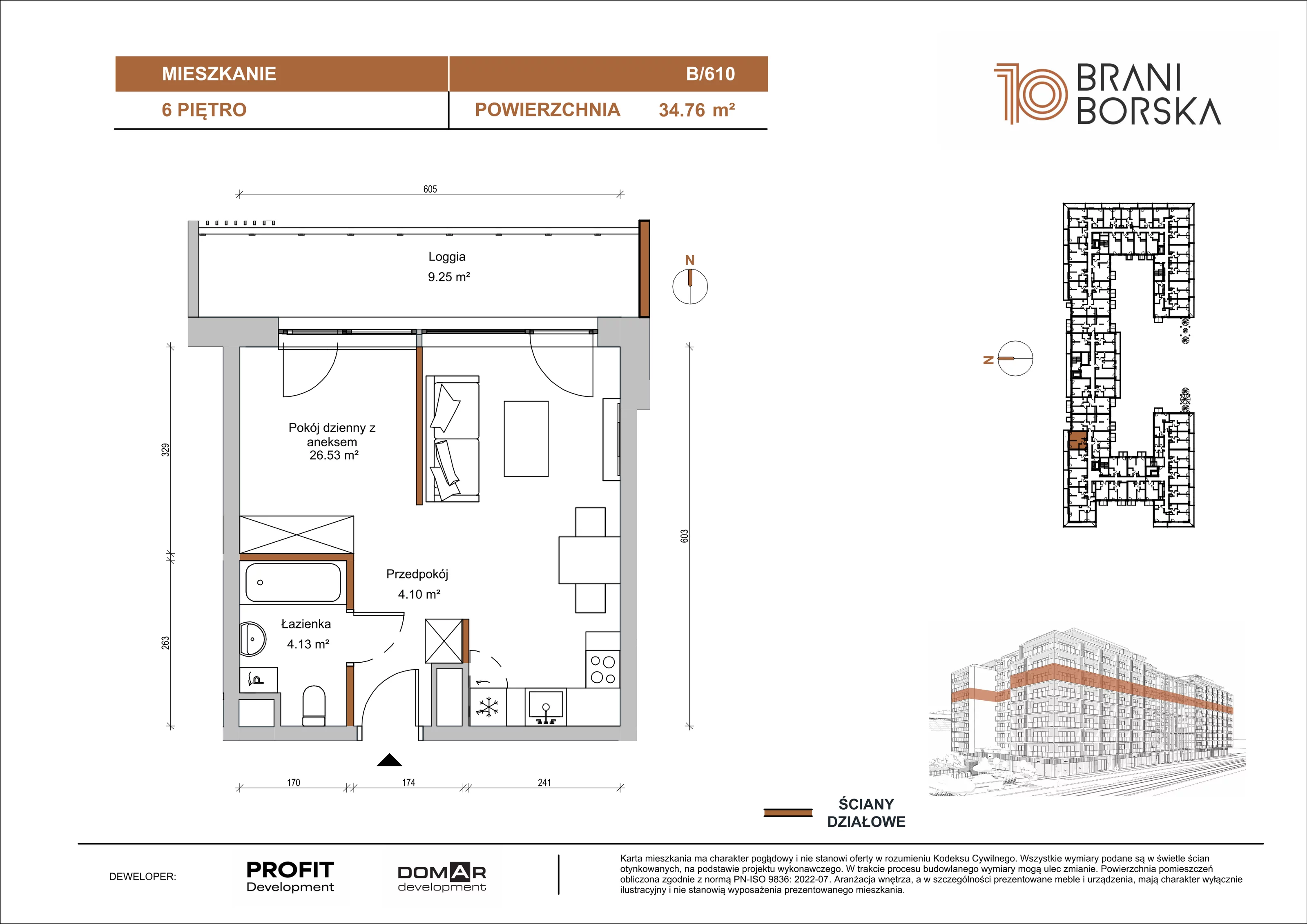 1 pokój, apartament 34,76 m², piętro 6, oferta nr BN10/B/610, Braniborska 10 , Wrocław, Stare Miasto, Śródmieście, ul. Braniborska 10E