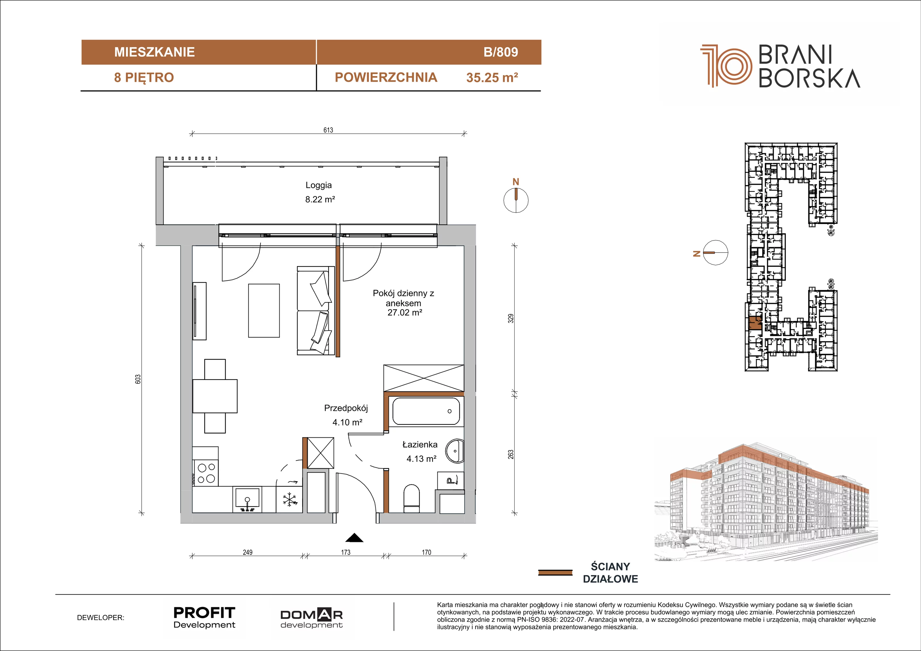 1 pokój, apartament 35,25 m², piętro 8, oferta nr BN10/B/809, Braniborska 10 , Wrocław, Stare Miasto, Śródmieście, ul. Braniborska 10E