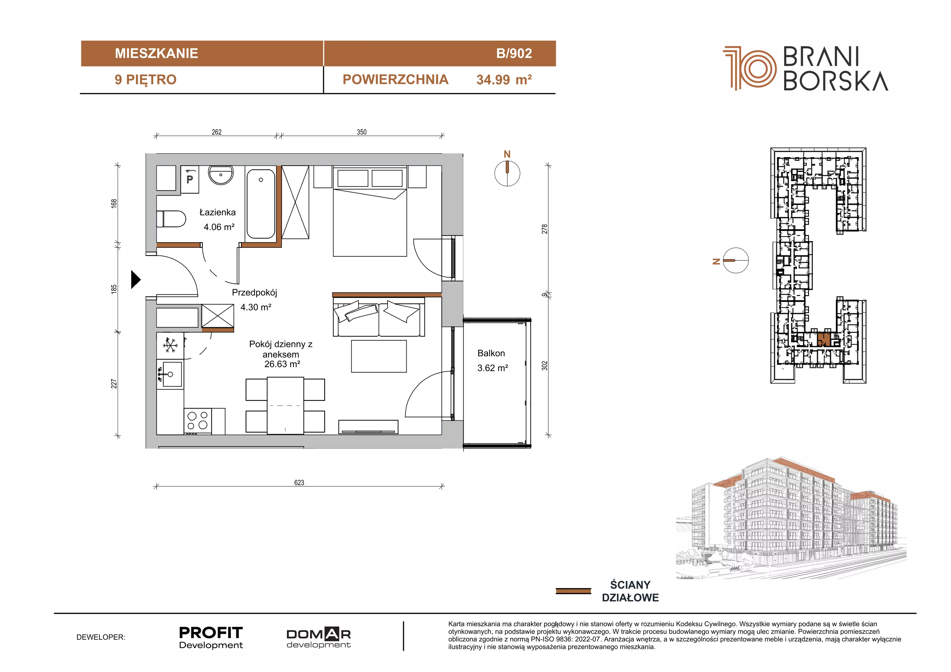 1 pokój, apartament 34,99 m², piętro 9, oferta nr BN10/B/902, Braniborska 10 , Wrocław, Stare Miasto, Śródmieście, ul. Braniborska 10E