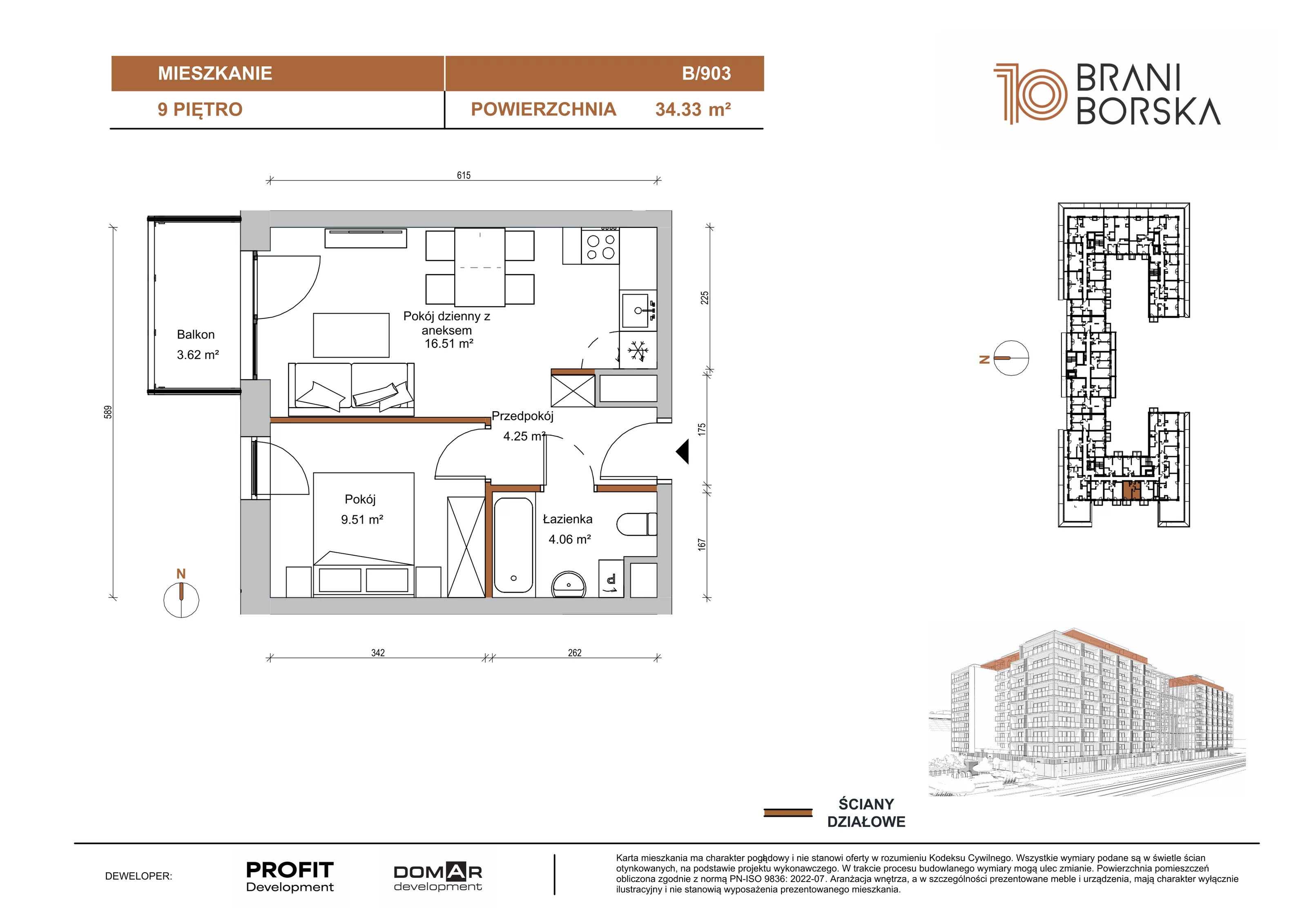 1 pokój, apartament 34,33 m², piętro 9, oferta nr BN10/B/903, Braniborska 10 , Wrocław, Stare Miasto, Śródmieście, ul. Braniborska 10E