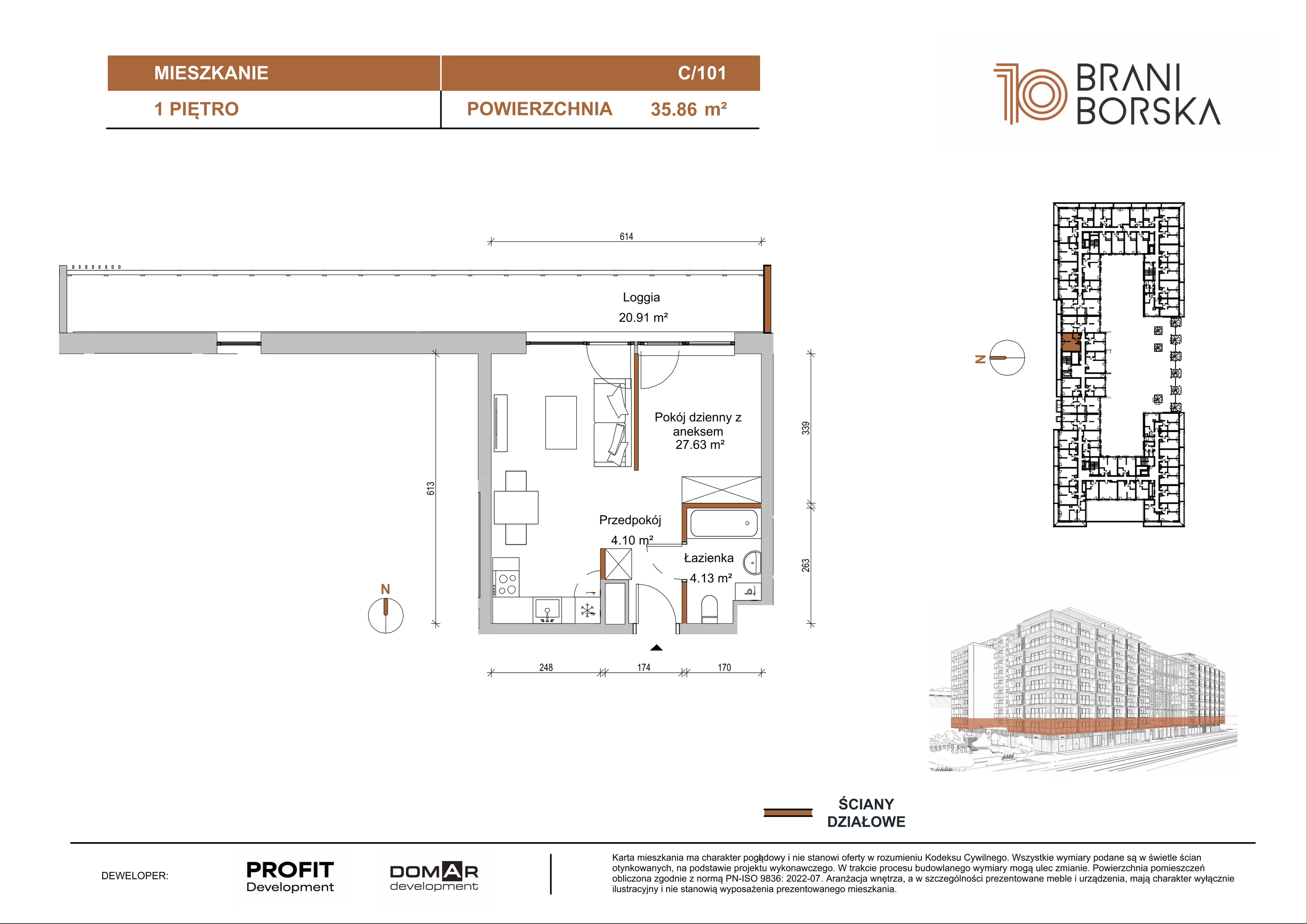 1 pokój, apartament 35,86 m², piętro 1, oferta nr BN10/C/101, Braniborska 10 , Wrocław, Stare Miasto, Śródmieście, ul. Braniborska 10E