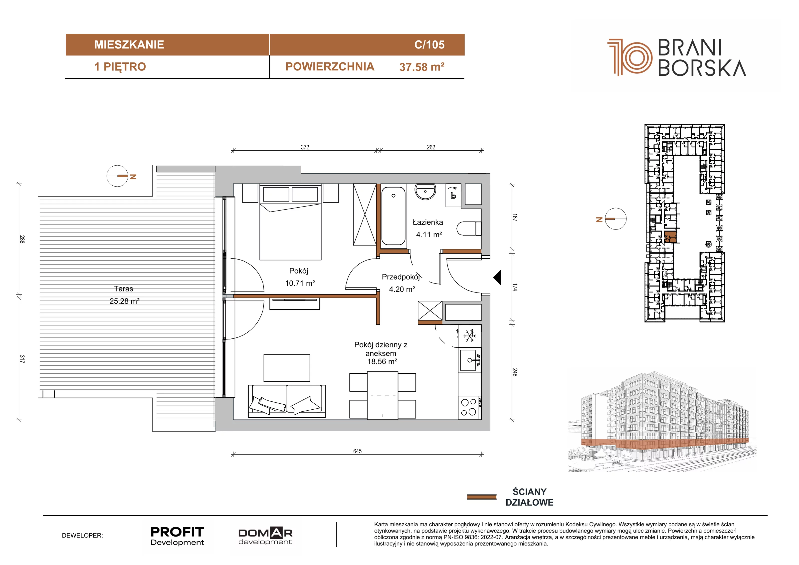 2 pokoje, apartament 37,58 m², piętro 1, oferta nr BN10/C/105, Braniborska 10 , Wrocław, Stare Miasto, Śródmieście, ul. Braniborska 10E