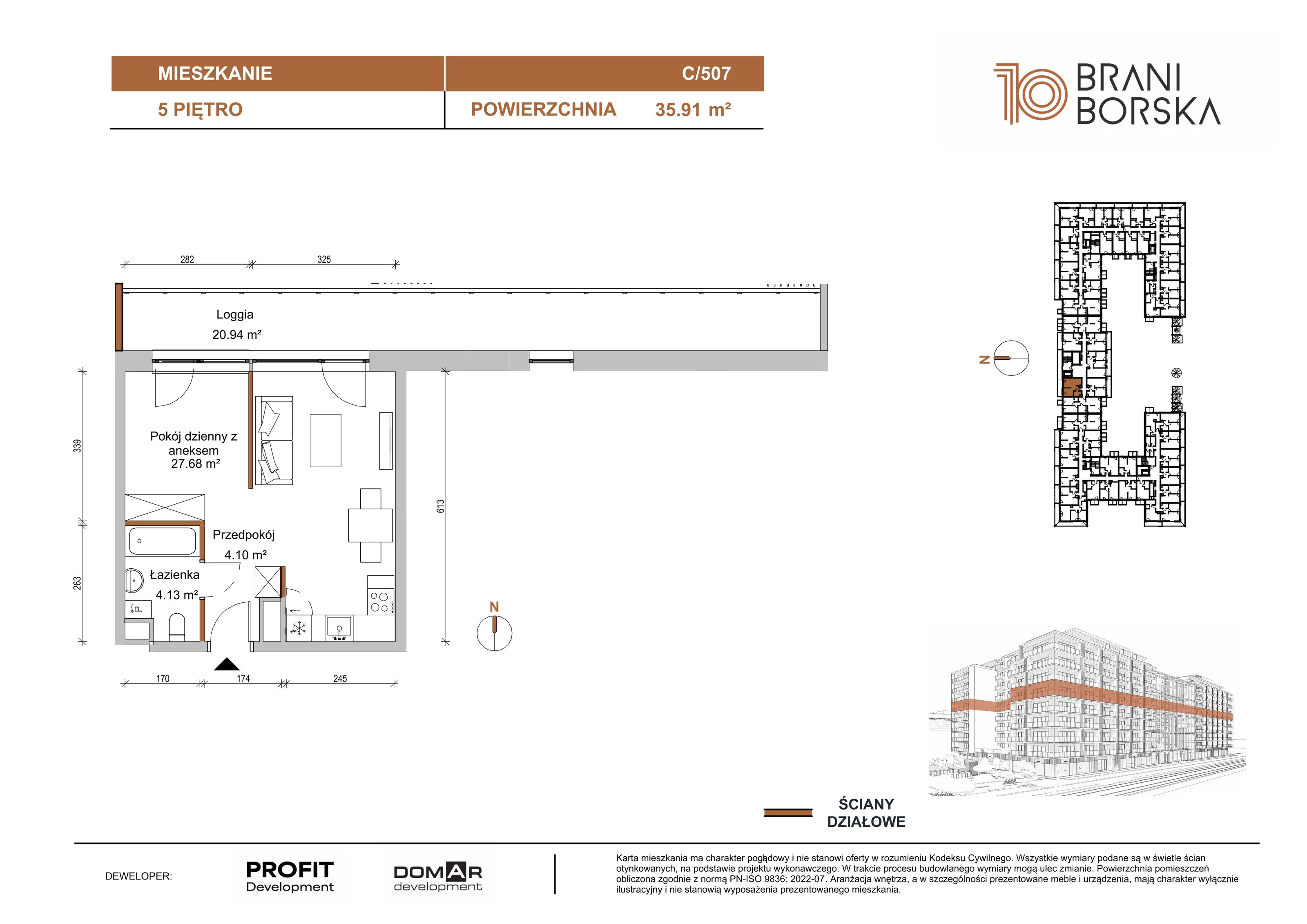 1 pokój, apartament 35,91 m², piętro 5, oferta nr BN10/C/507, Braniborska 10 , Wrocław, Stare Miasto, Śródmieście, ul. Braniborska 10E