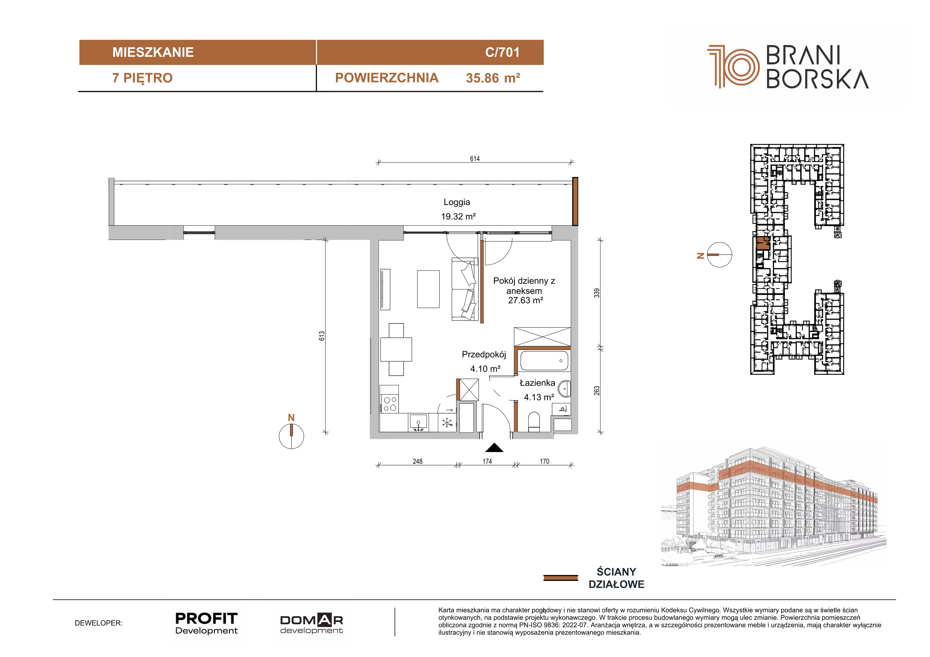 1 pokój, apartament 35,86 m², piętro 7, oferta nr BN10/C/701, Braniborska 10 , Wrocław, Stare Miasto, Śródmieście, ul. Braniborska 10E