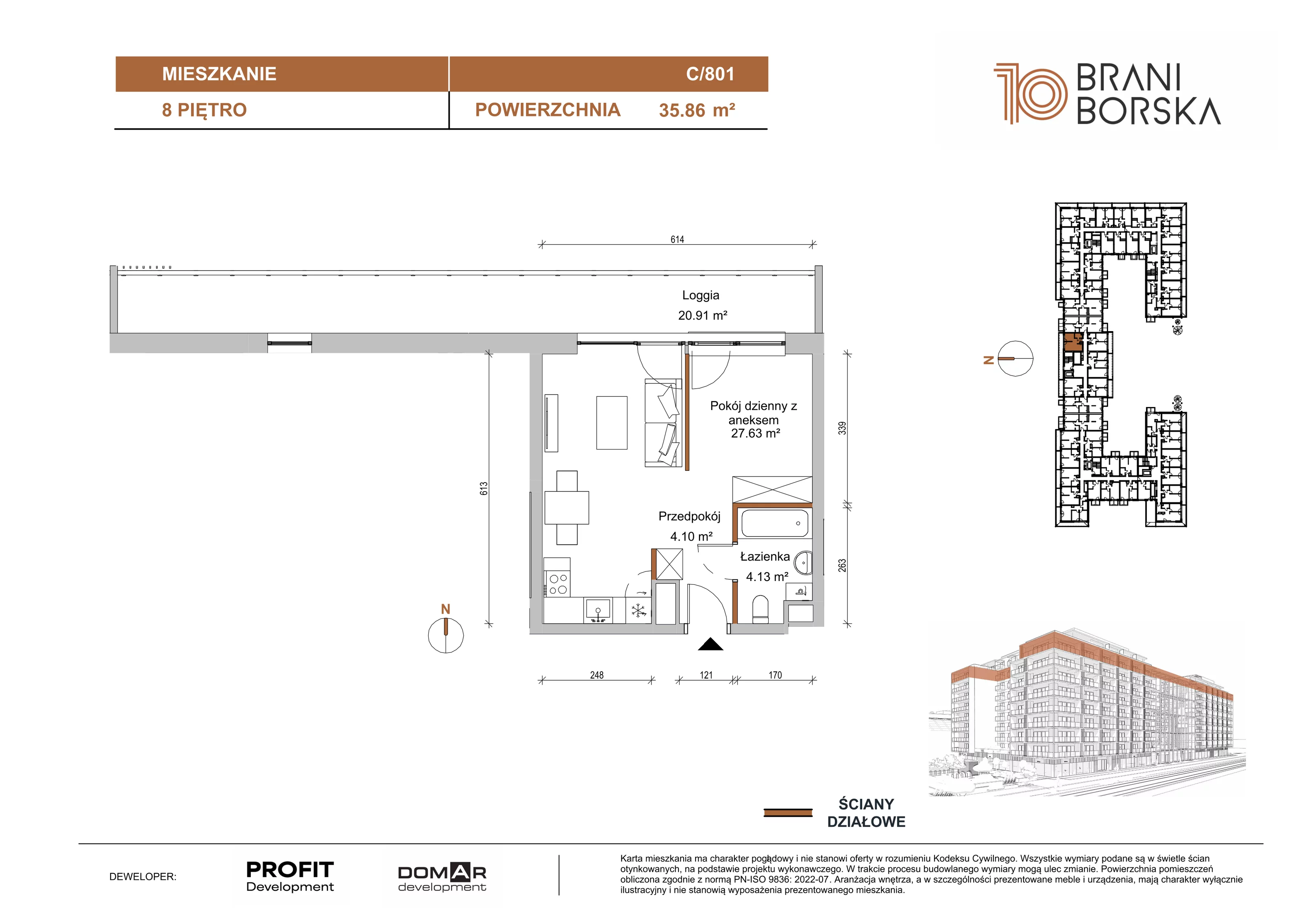 1 pokój, apartament 35,86 m², piętro 8, oferta nr BN10/C/801, Braniborska 10 , Wrocław, Stare Miasto, Śródmieście, ul. Braniborska 10E