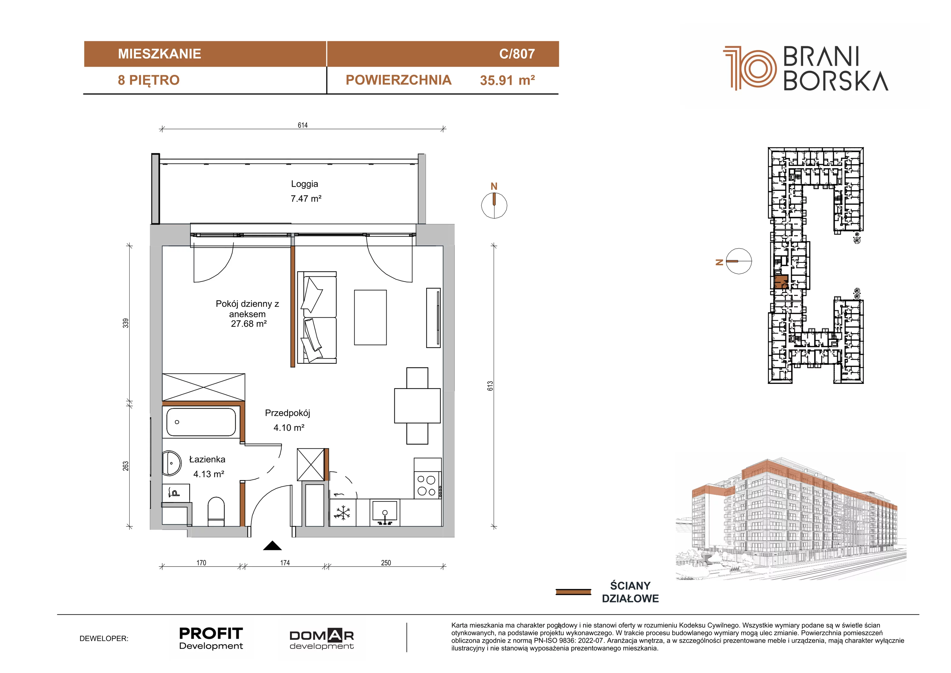 1 pokój, apartament 35,91 m², piętro 8, oferta nr BN10/C/807, Braniborska 10 , Wrocław, Stare Miasto, Śródmieście, ul. Braniborska 10E