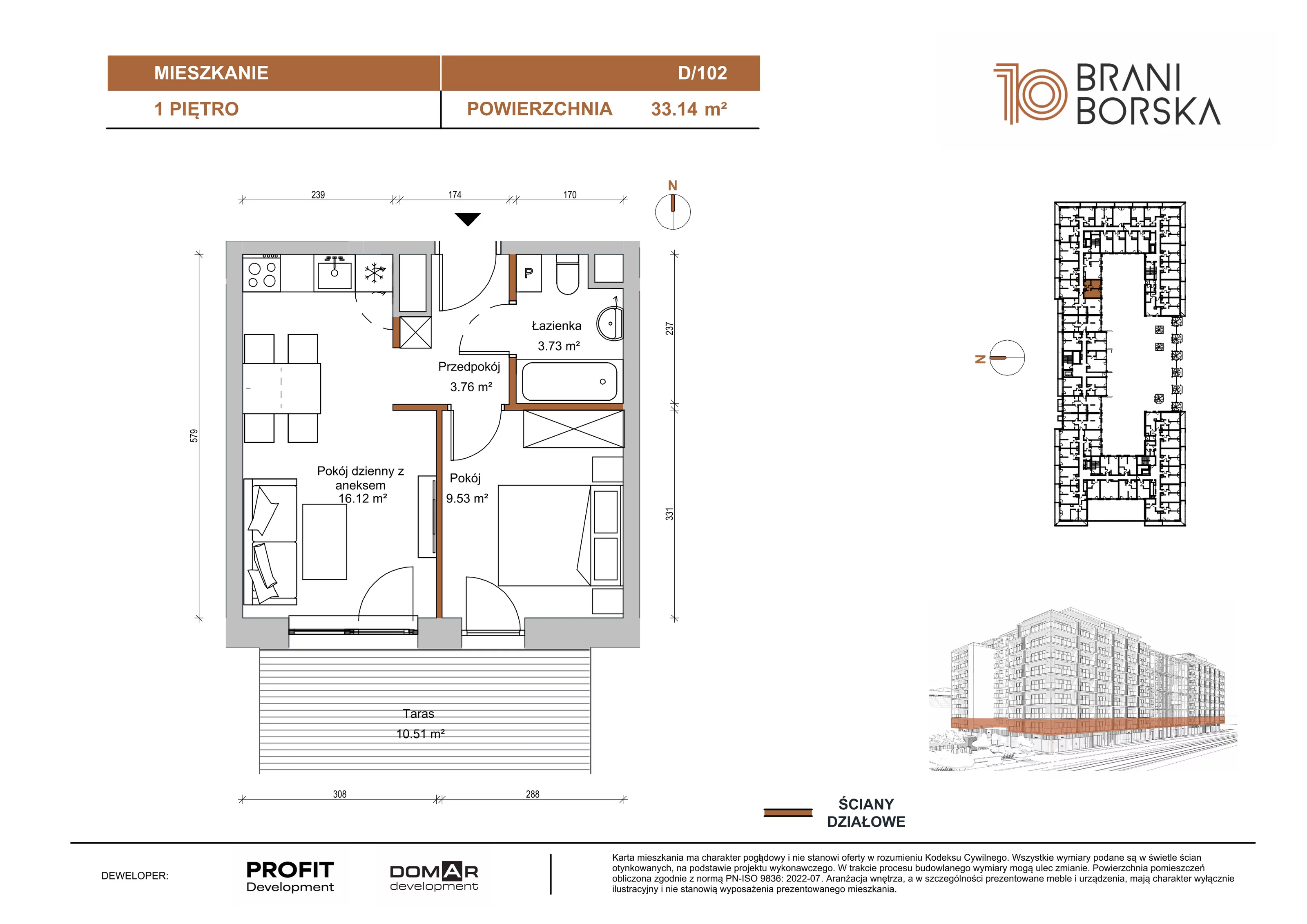 2 pokoje, apartament 33,14 m², piętro 1, oferta nr BN10/D/102, Braniborska 10 , Wrocław, Stare Miasto, Śródmieście, ul. Braniborska 10E