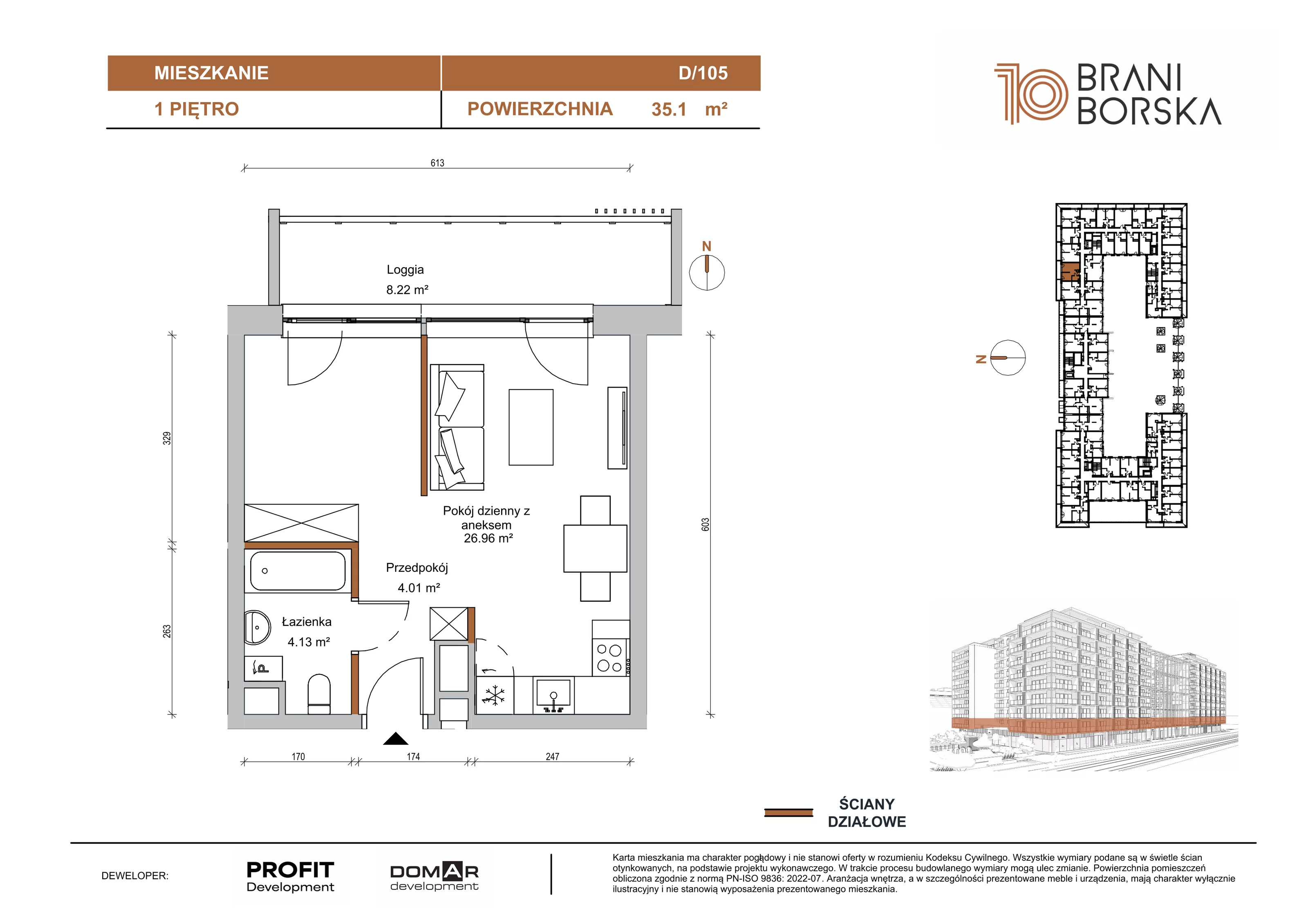 1 pokój, apartament 35,10 m², piętro 1, oferta nr BN10/D/105, Braniborska 10 , Wrocław, Stare Miasto, Śródmieście, ul. Braniborska 10E