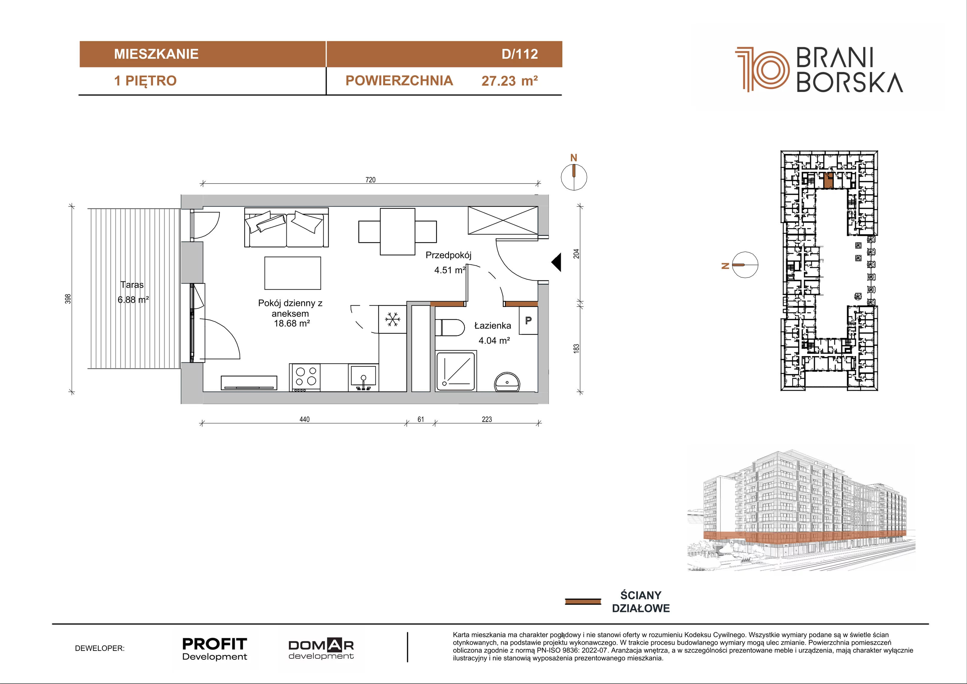 1 pokój, apartament 27,23 m², piętro 1, oferta nr BN10/D/112, Braniborska 10 , Wrocław, Stare Miasto, Śródmieście, ul. Braniborska 10E